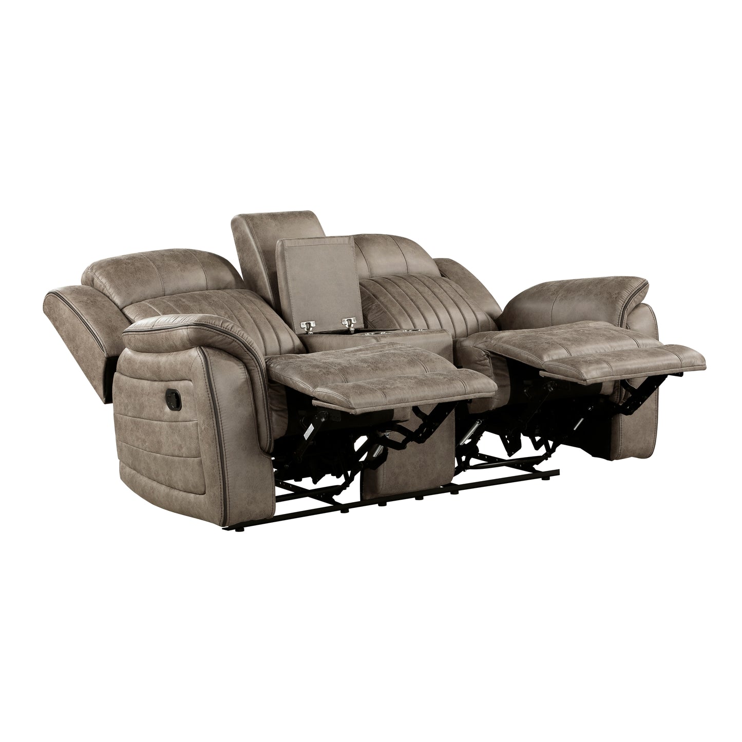 Homelegance Centeroak Loveseat Sandy Brown Reclining with Center Console 9479SDB-2