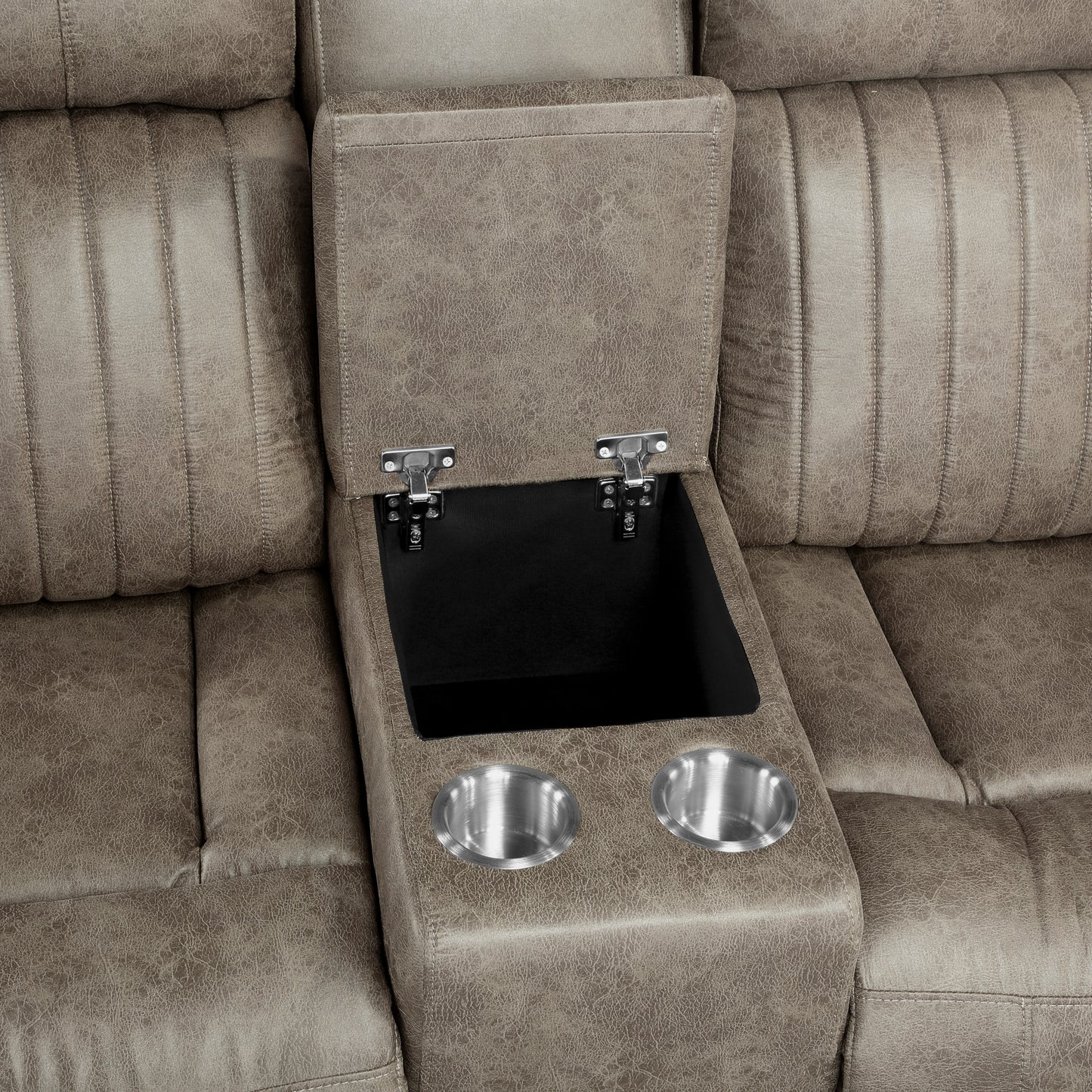 Homelegance Centeroak Loveseat Sandy Brown Reclining with Center Console 9479SDB-2