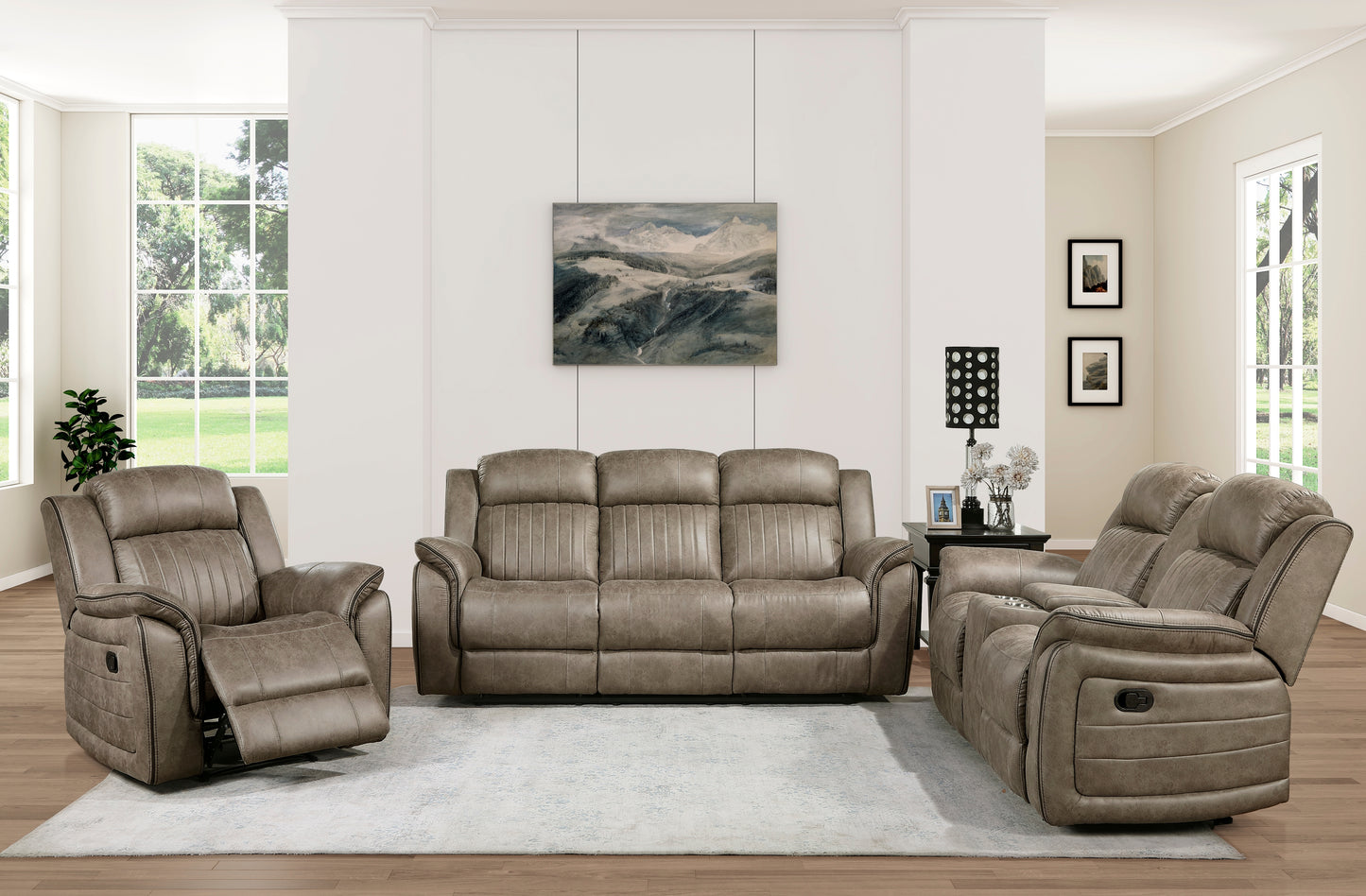 Homelegance Centeroak Reclining Chair in Sandy Brown Microfiber 9479SDB-1