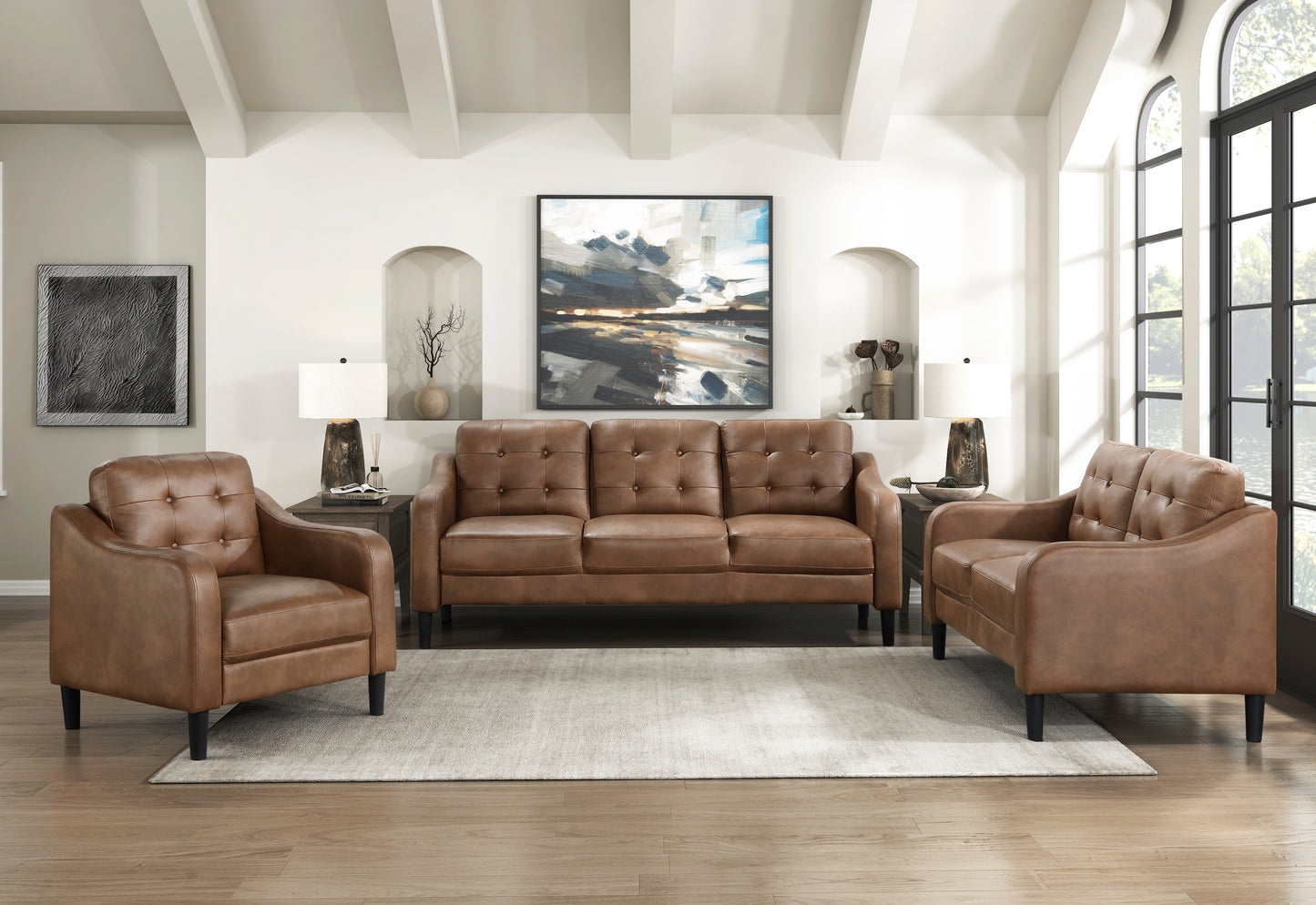 Homelegance Mallory Accent Chair in Brown Polished Microfiber 9489BRW-1