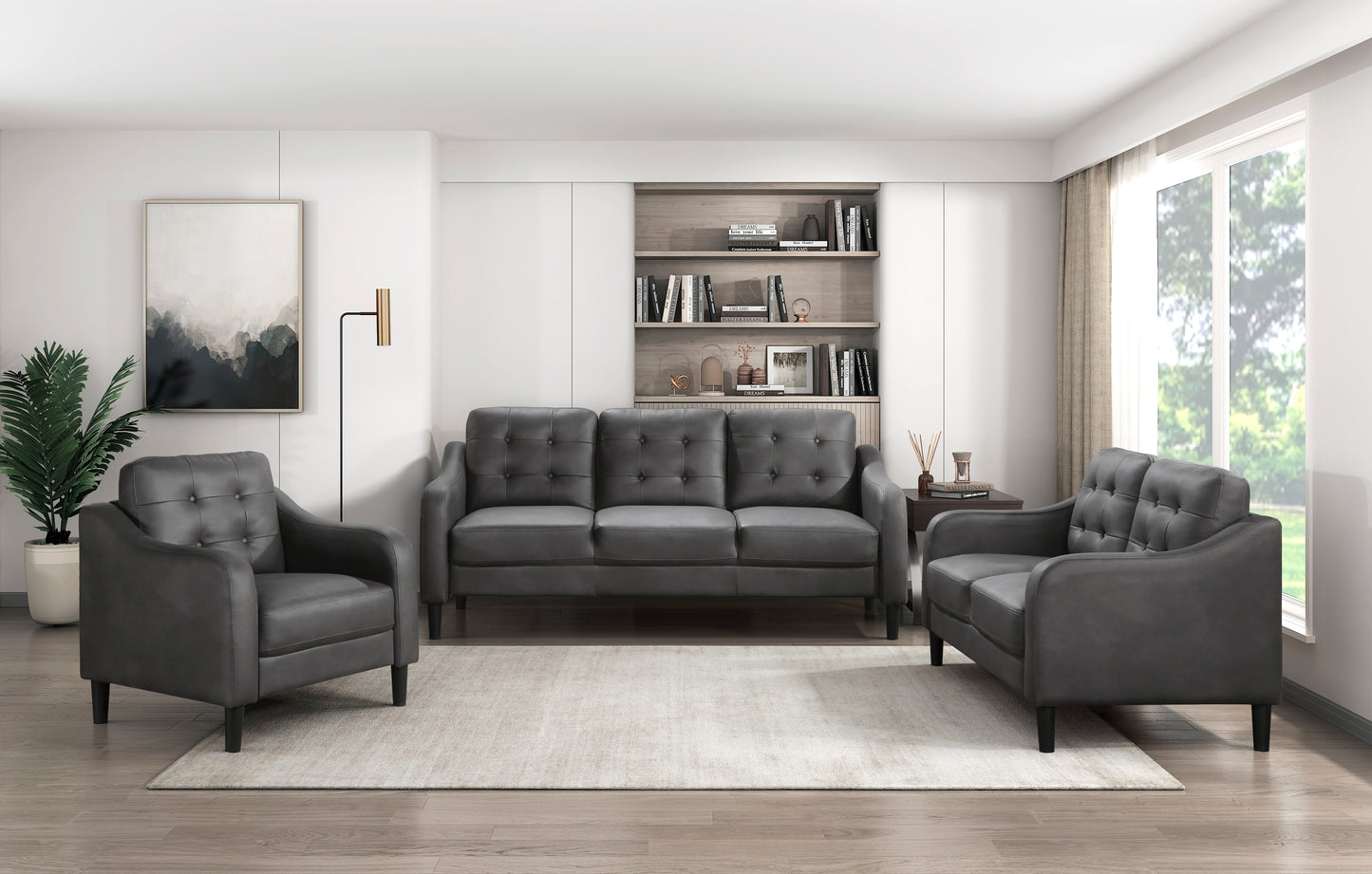 Homelegance Mallory Accent Chair in Polished Microfiber Gray 9489GRY-1