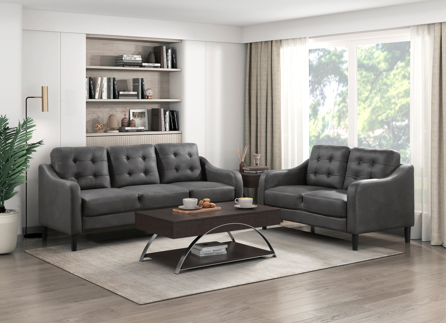 Homelegance Mallory Loveseat in Gray Polished Microfiber 9489GRY-2