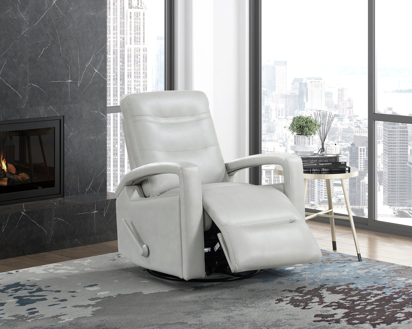 Homelegance Camden Reclining Chair Swivel Glider in Smoke Faux Leather 9500SM-1