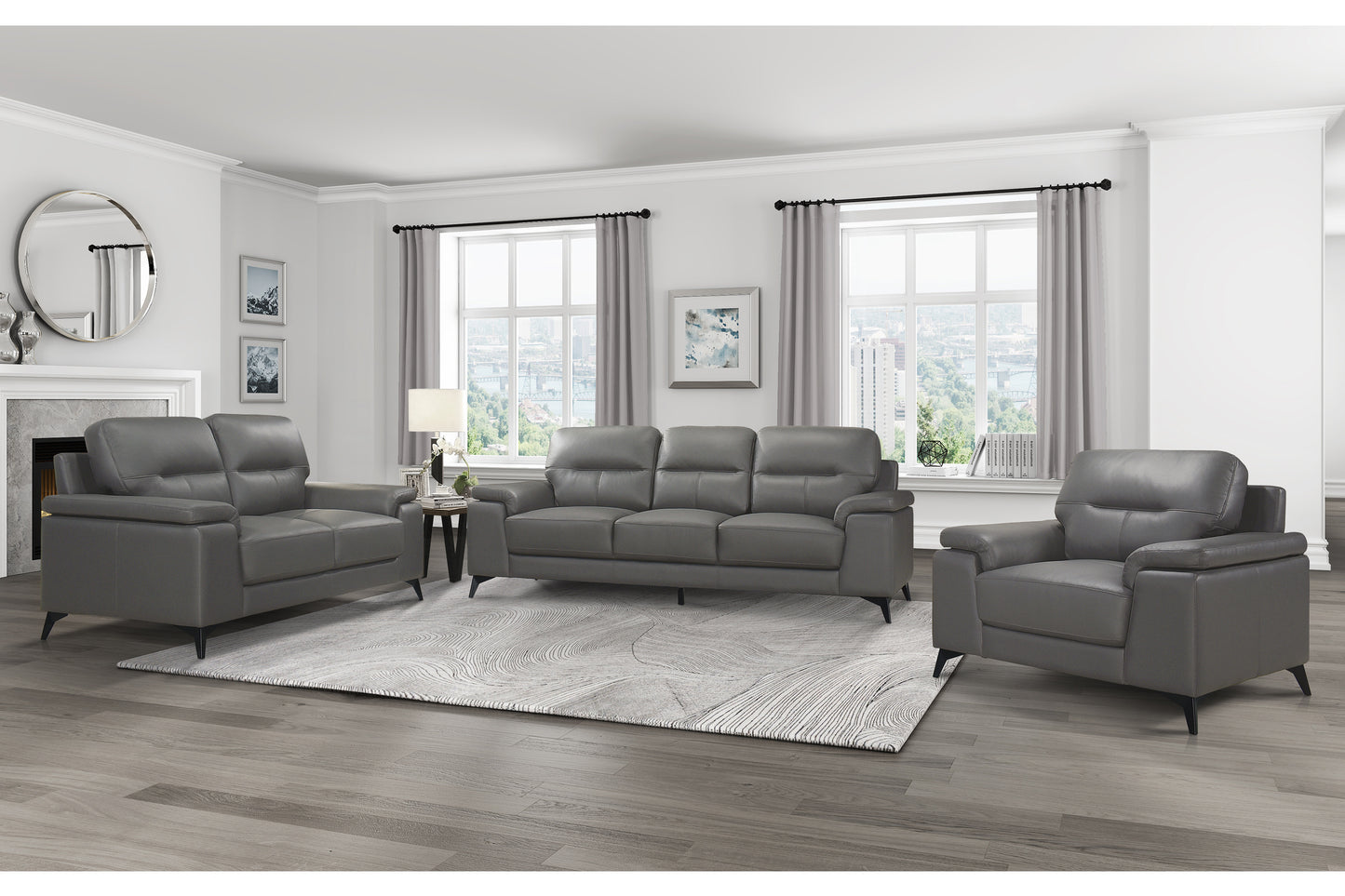 Homelegance Mischa Accent Chair in Dark Gray Leather 9514DGY-1