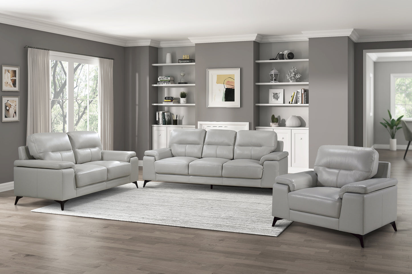 Homelegance Mischa Accent Chair in Silver Gray Leather 9514SVE-1