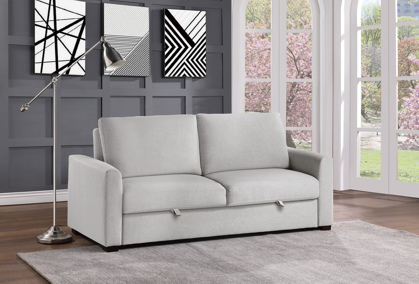 Homelegance Price Sectional Sofa Gray Fabric Convertible Sleeper 9525RF-3CL