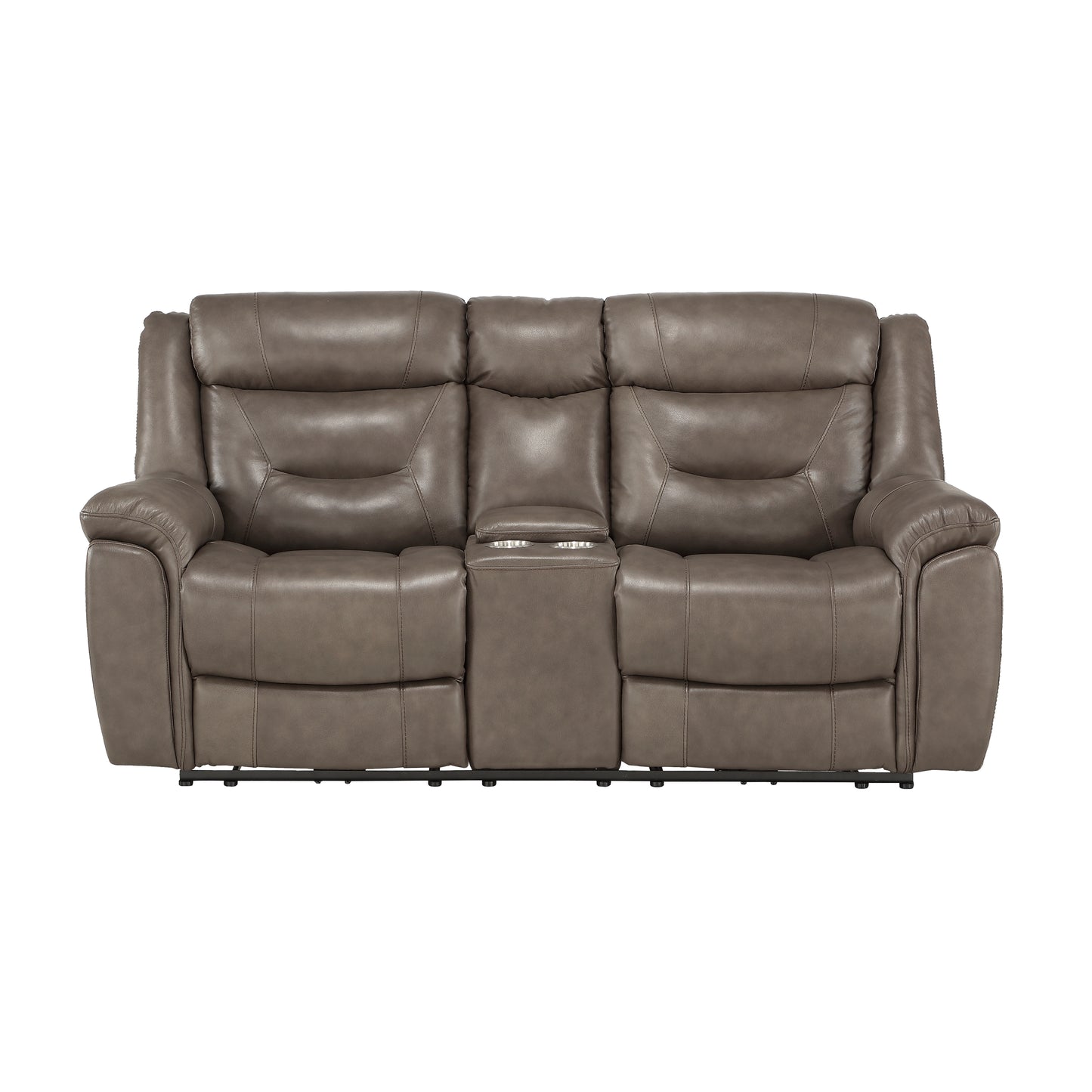 Homelegance Kennett Loveseat Power Reclining with Center Console in Brownish Gray 9528BRG-2PWH