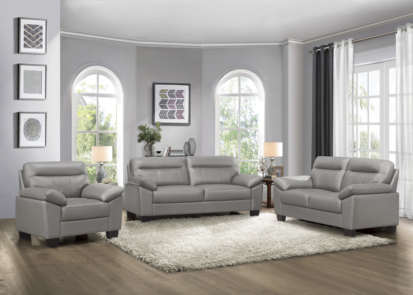 Homelegance Denizen Accent Chair in Gray Leather 9537GRY-1