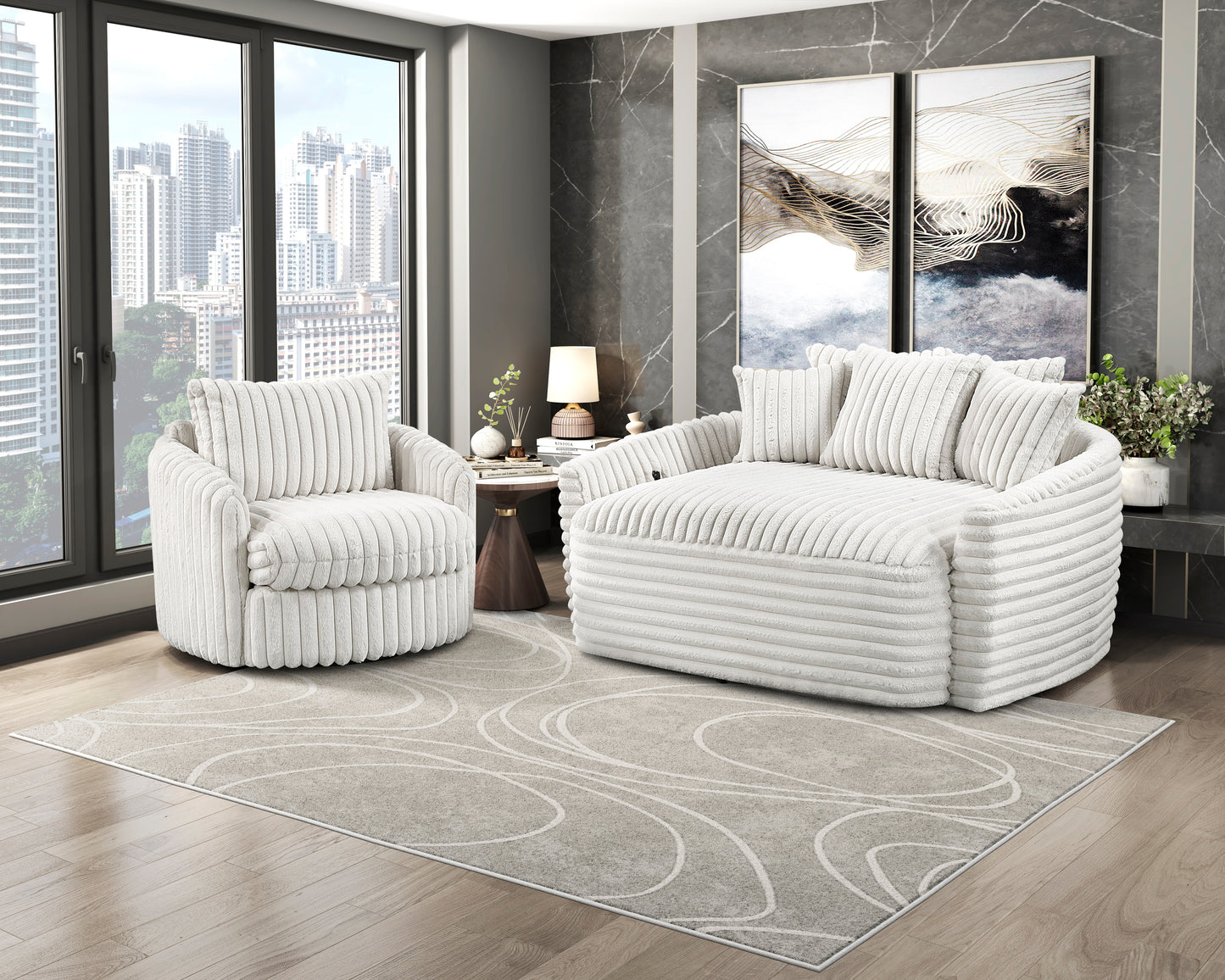 Homelegance Accent Chair Swivel Chair in Beige Fabric Stylish Comfort 9539BEG-1SW