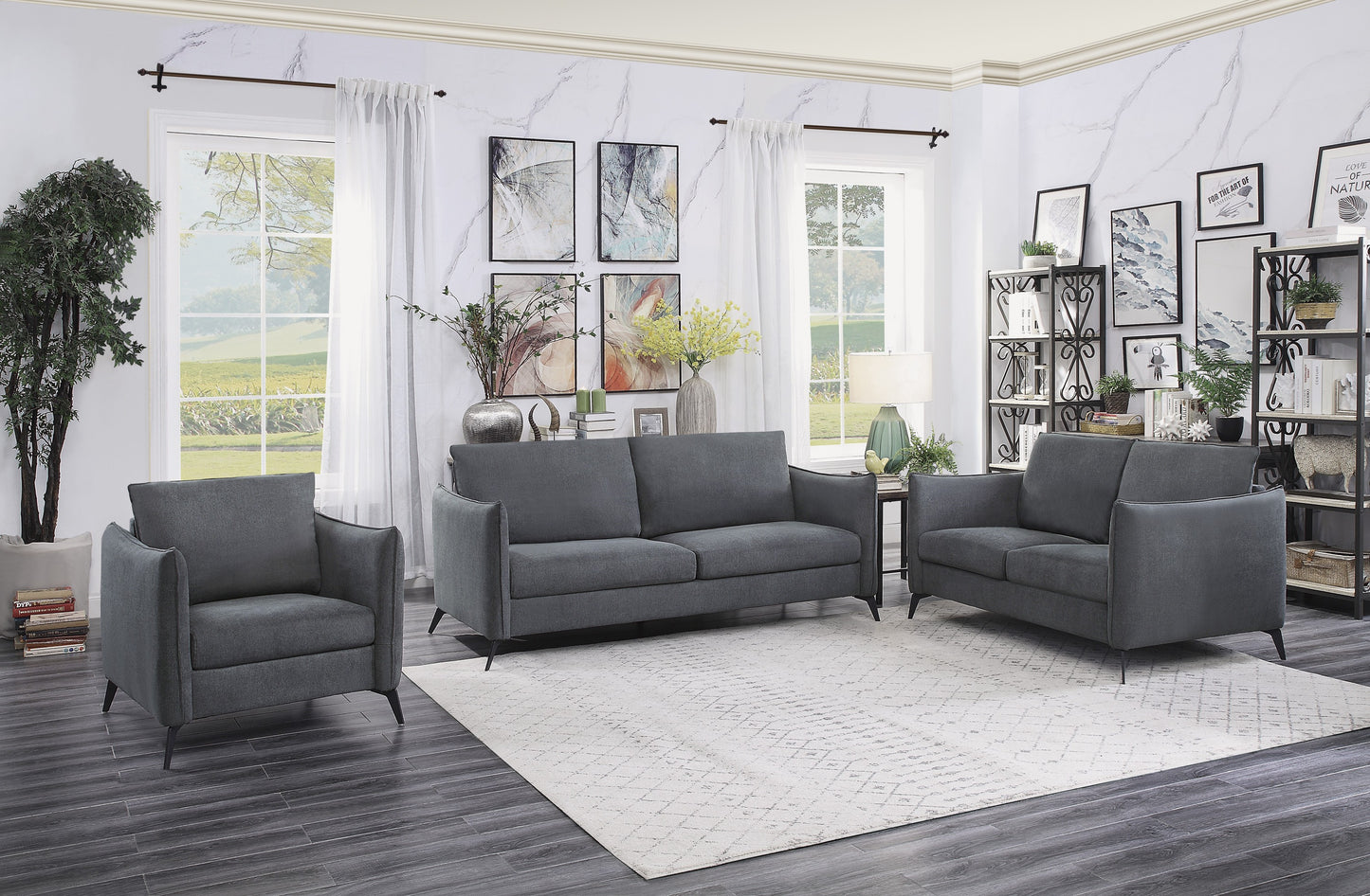 Homelegance Bianca Loveseat Gray Upholstered with Reversible Cushions 9539GY-2