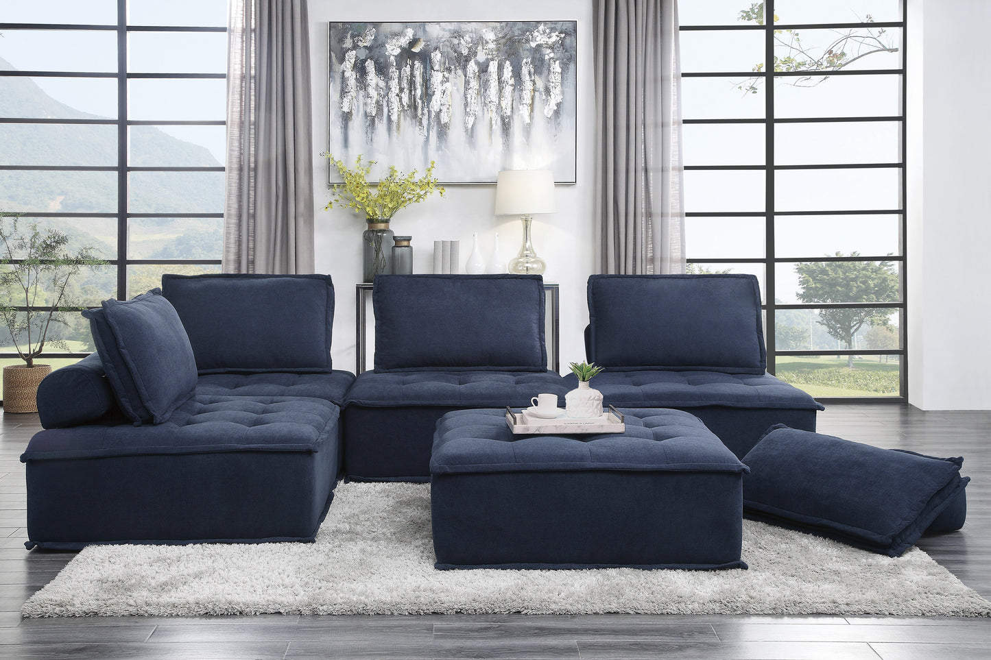 Homelegance Ulrich Sectional Sofa in Blue 9545BU-5