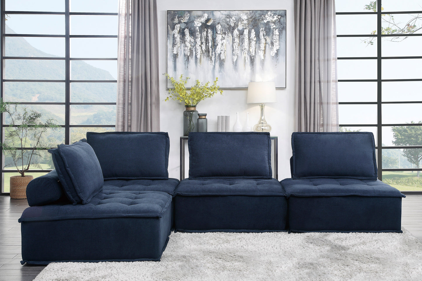 Homelegance Ulrich Sectional Sofa in Blue 9545BU-4