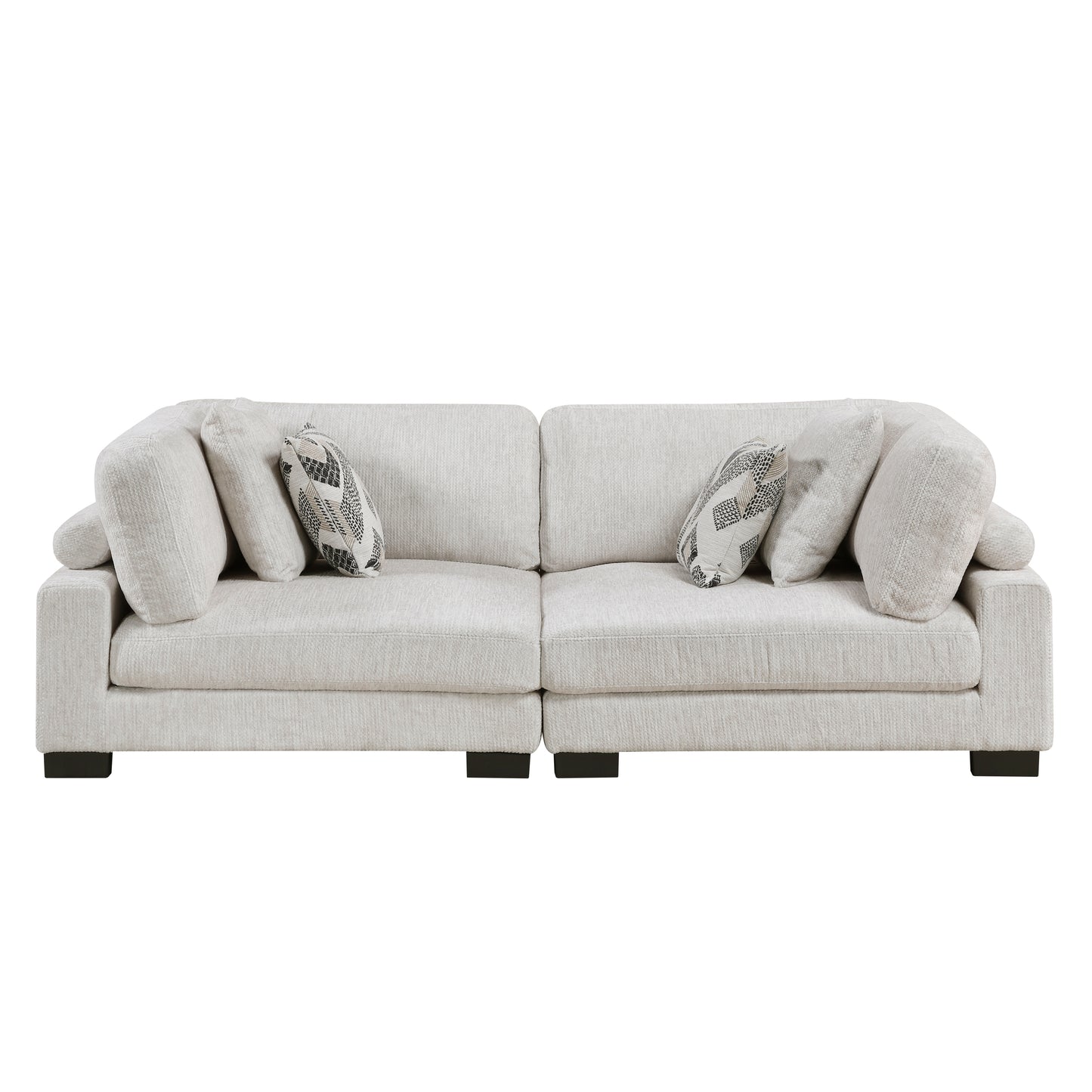 Homelegance Loveseat Beige Textured Microfiber Upholstery 9555BEG-2