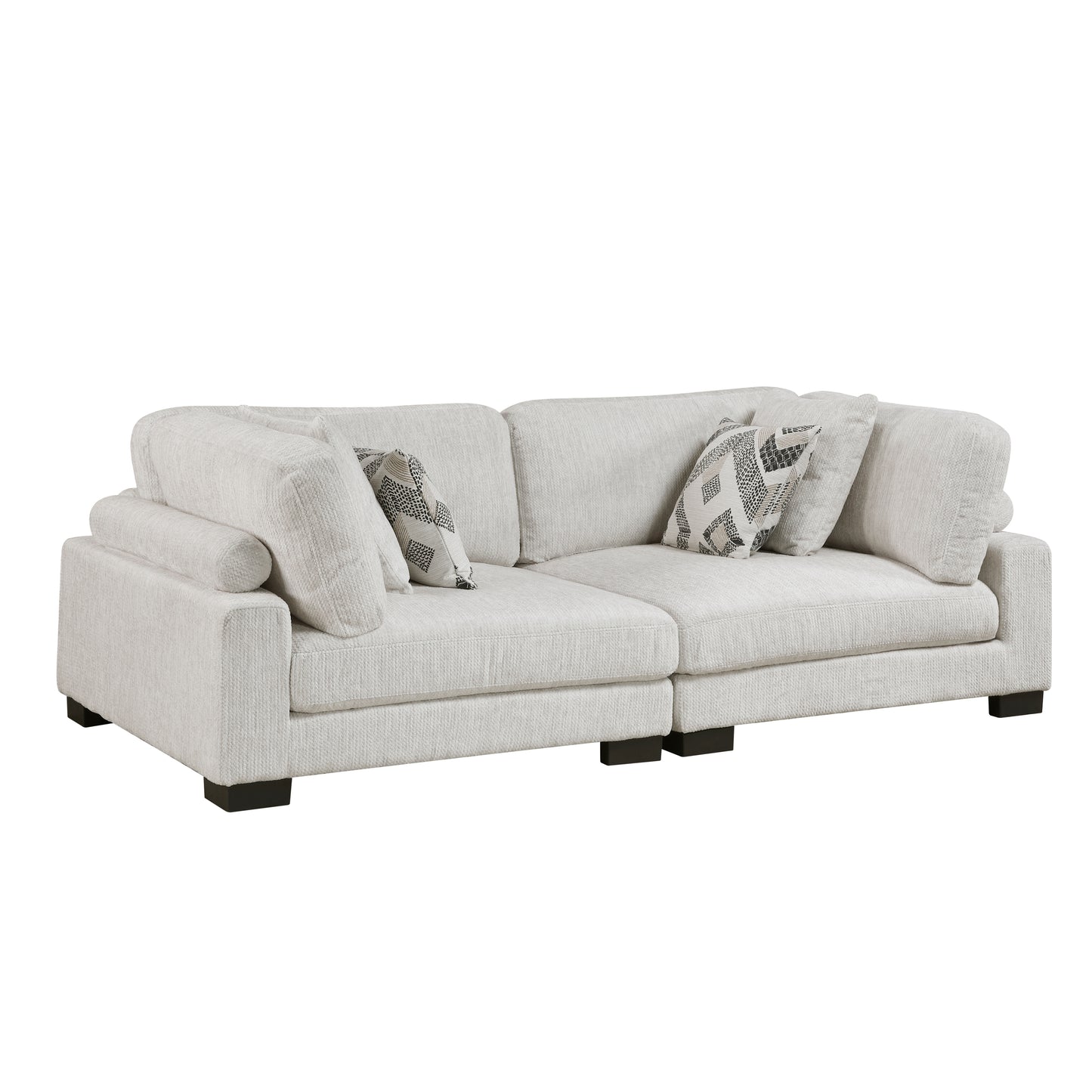 Homelegance Loveseat Beige Textured Microfiber Upholstery 9555BEG-2