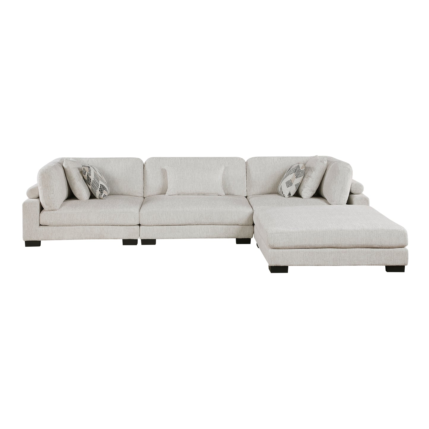 Homelegance Sectional Sofa in Beige with Chocolate Trim 9555BEG-42CRACOT