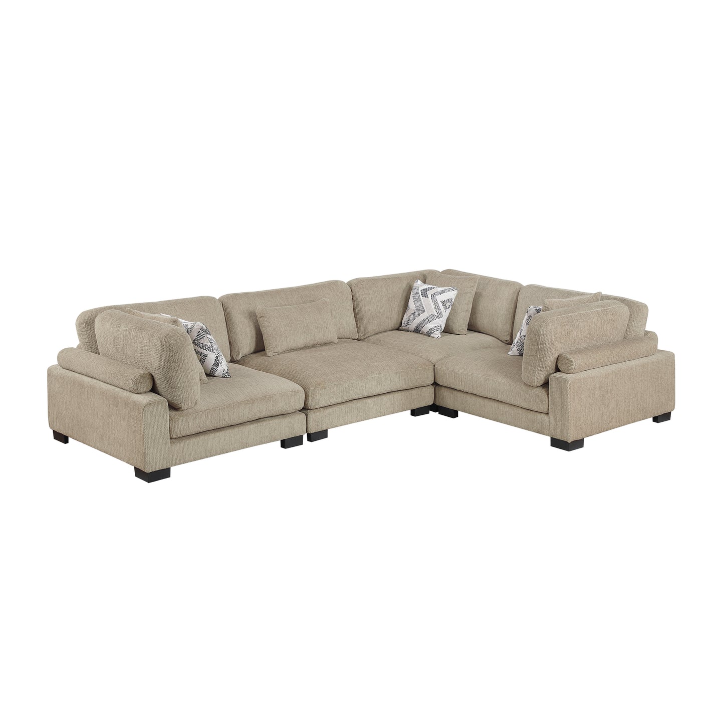 Homelegance Sectional Sofa in Brown with Cream Accent 9555BRW-43CRAC