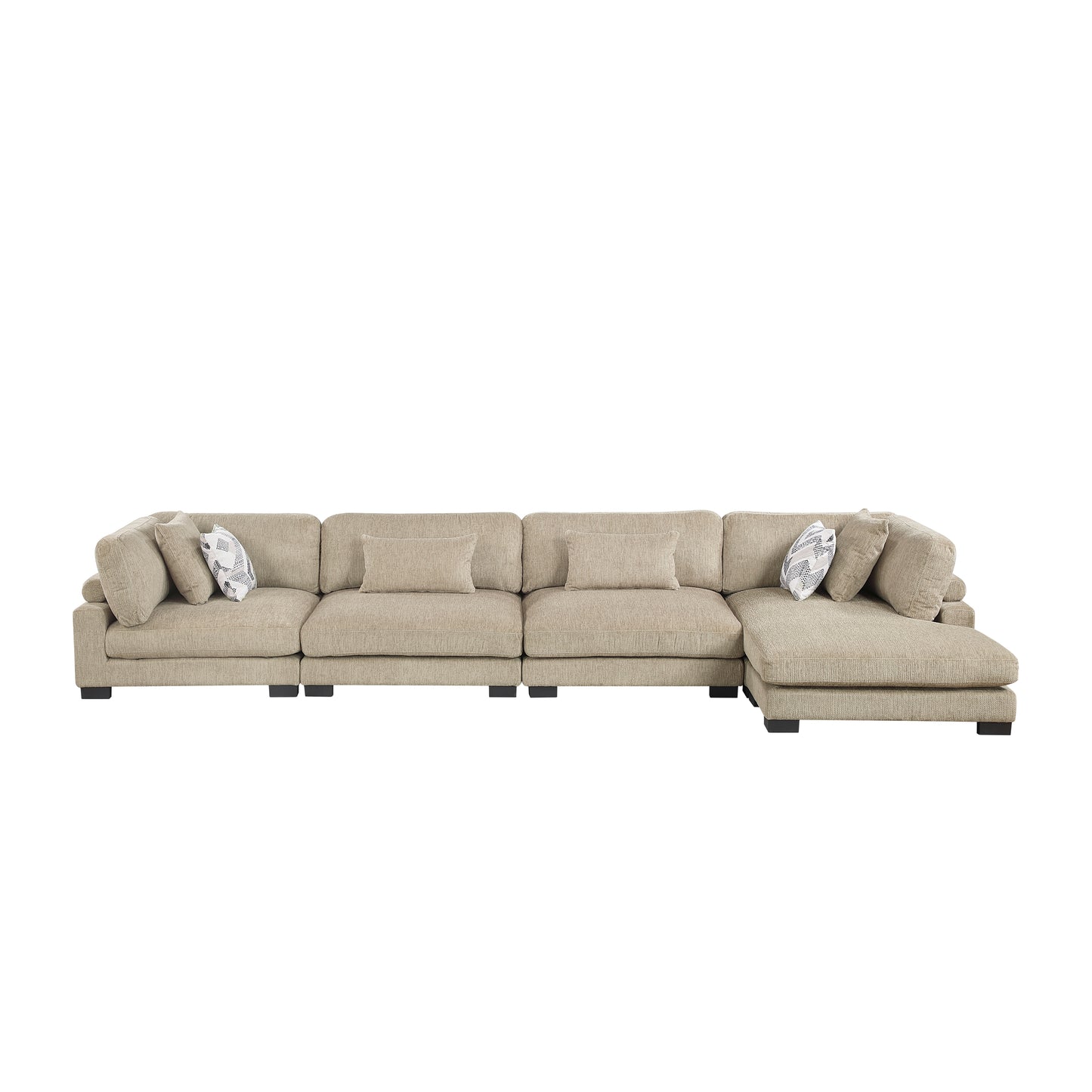 Homelegance Sectional Sofa in Brown with Cream Accent 9555BRW-4CR2ACVC