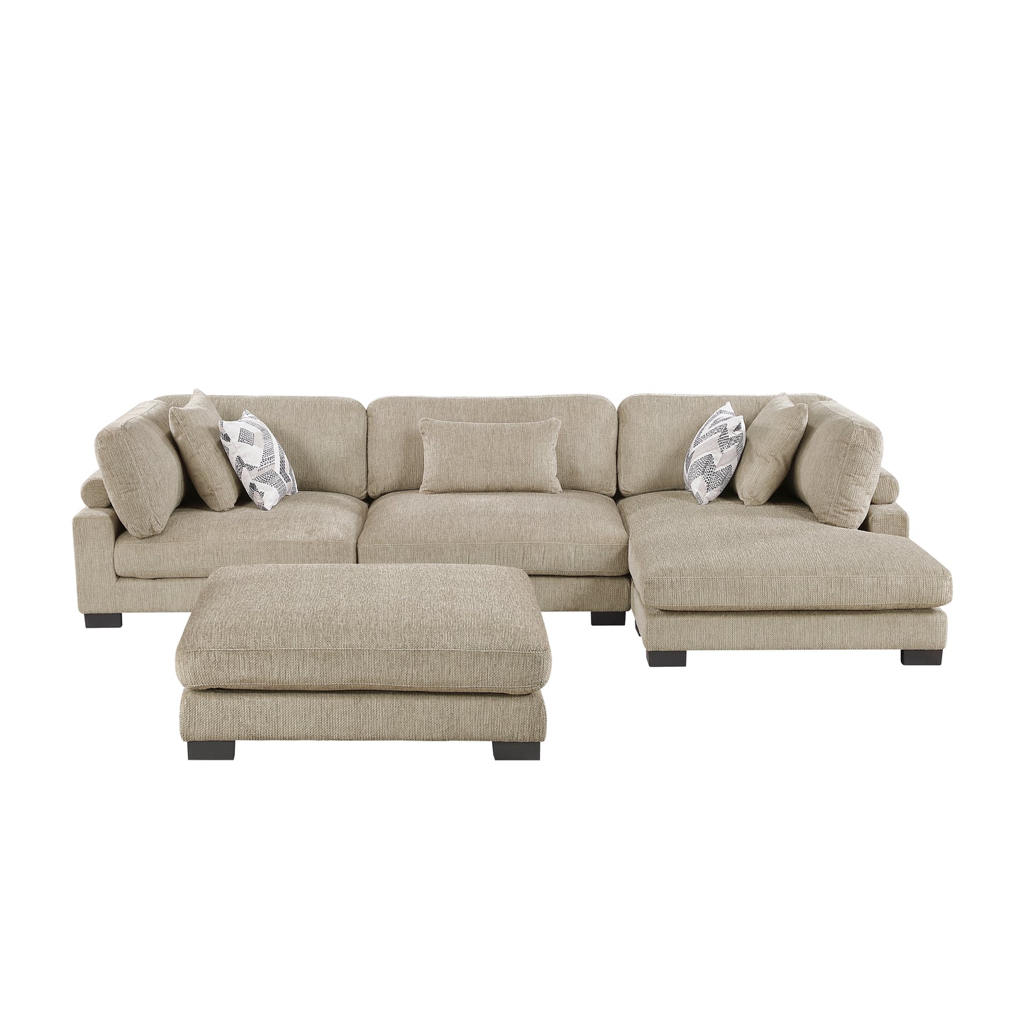Homelegance Sectional Sofa in Brown and Cream 9555BRW-4CRACVCOT