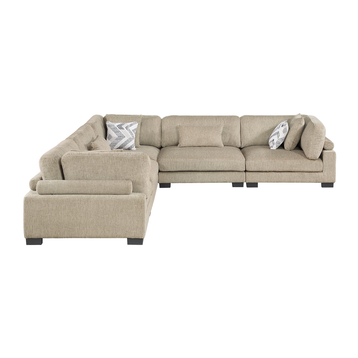 Homelegance Sectional Sofa in Brown with Cream Accent 9555BRW-53CR2AC