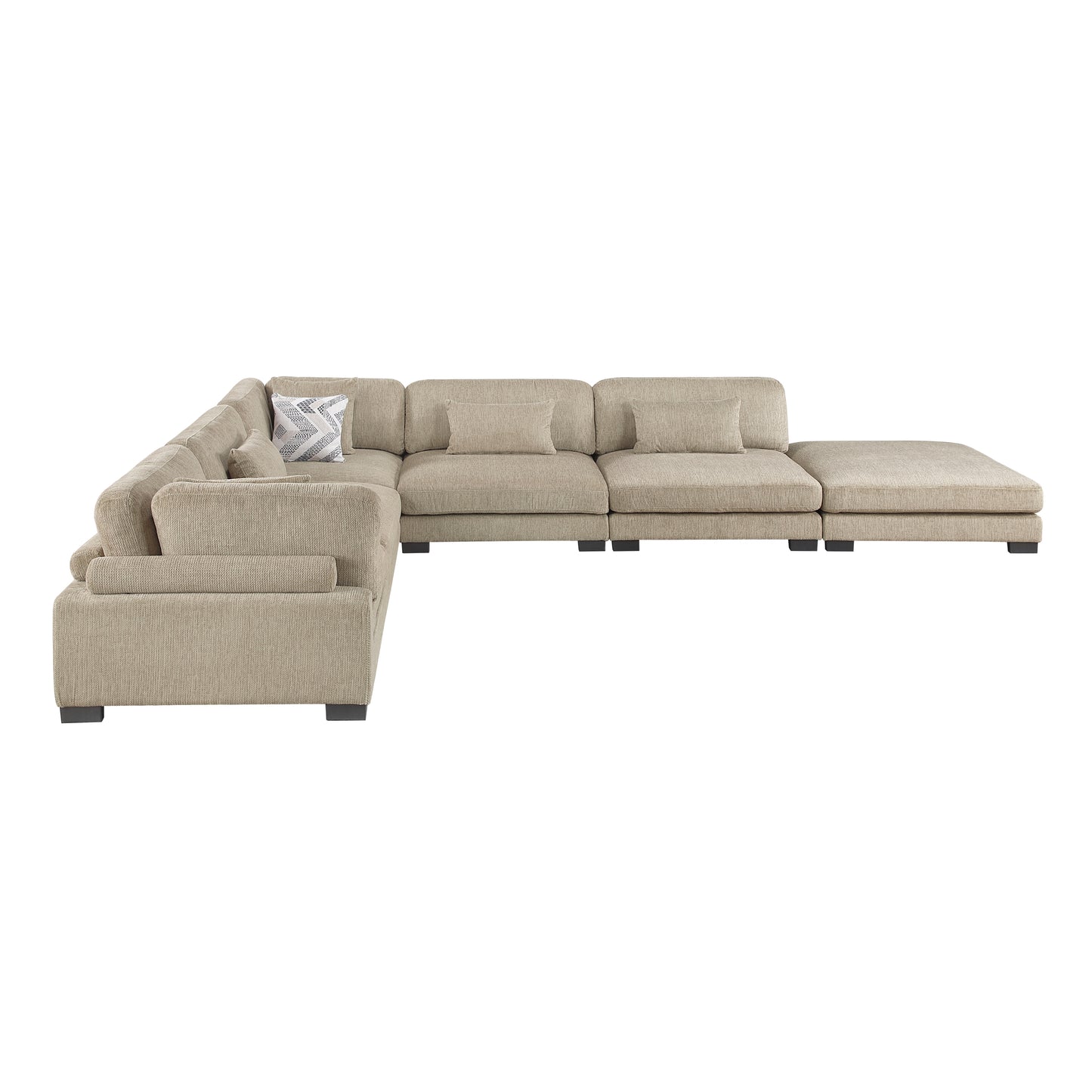 Homelegance Sectional Sofa in Brown with Cream Accent 9555BRW-62CR3ACOT