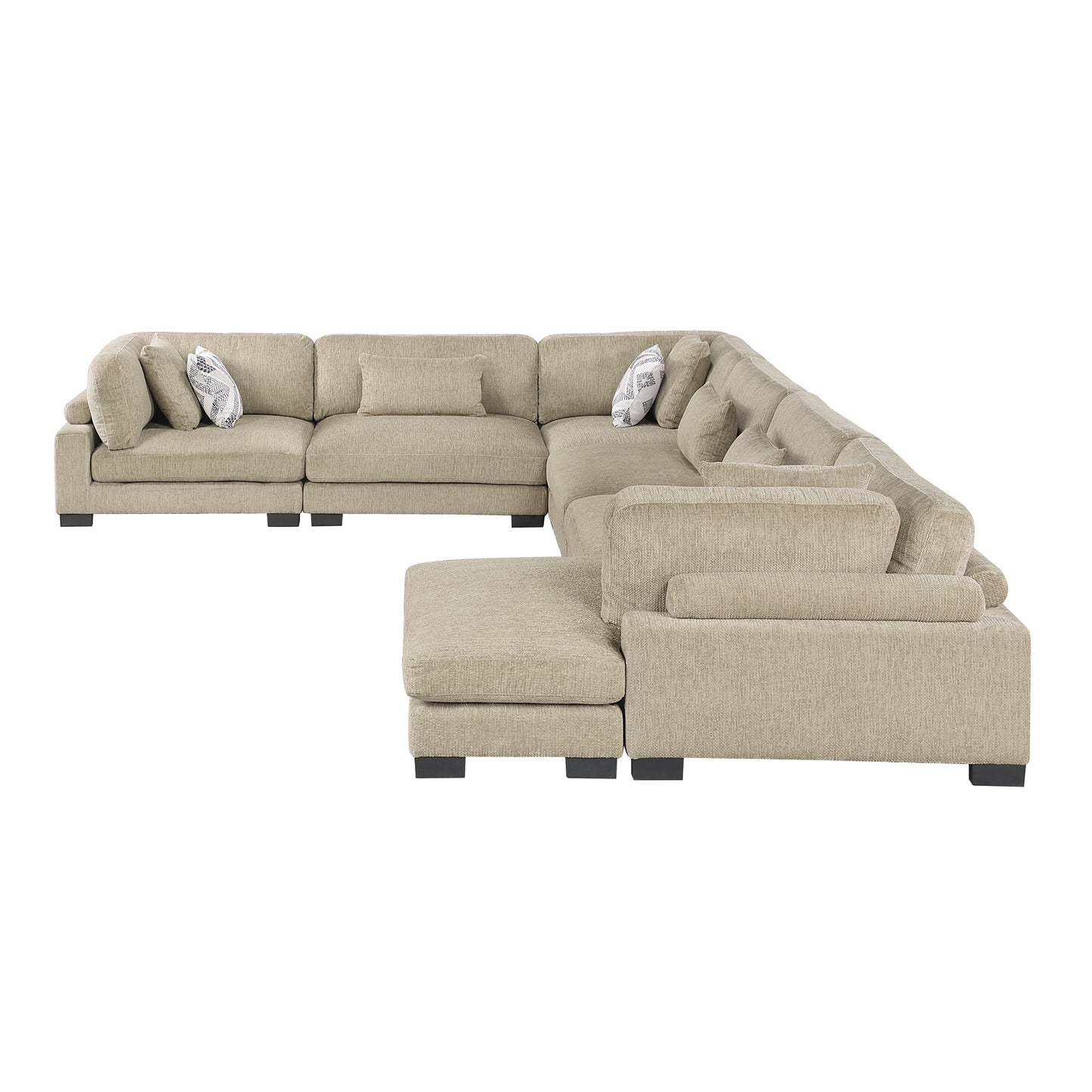 Homelegance Sectional Sofa in Brown with Cream Accent 9555BRW-62CR3ACVC