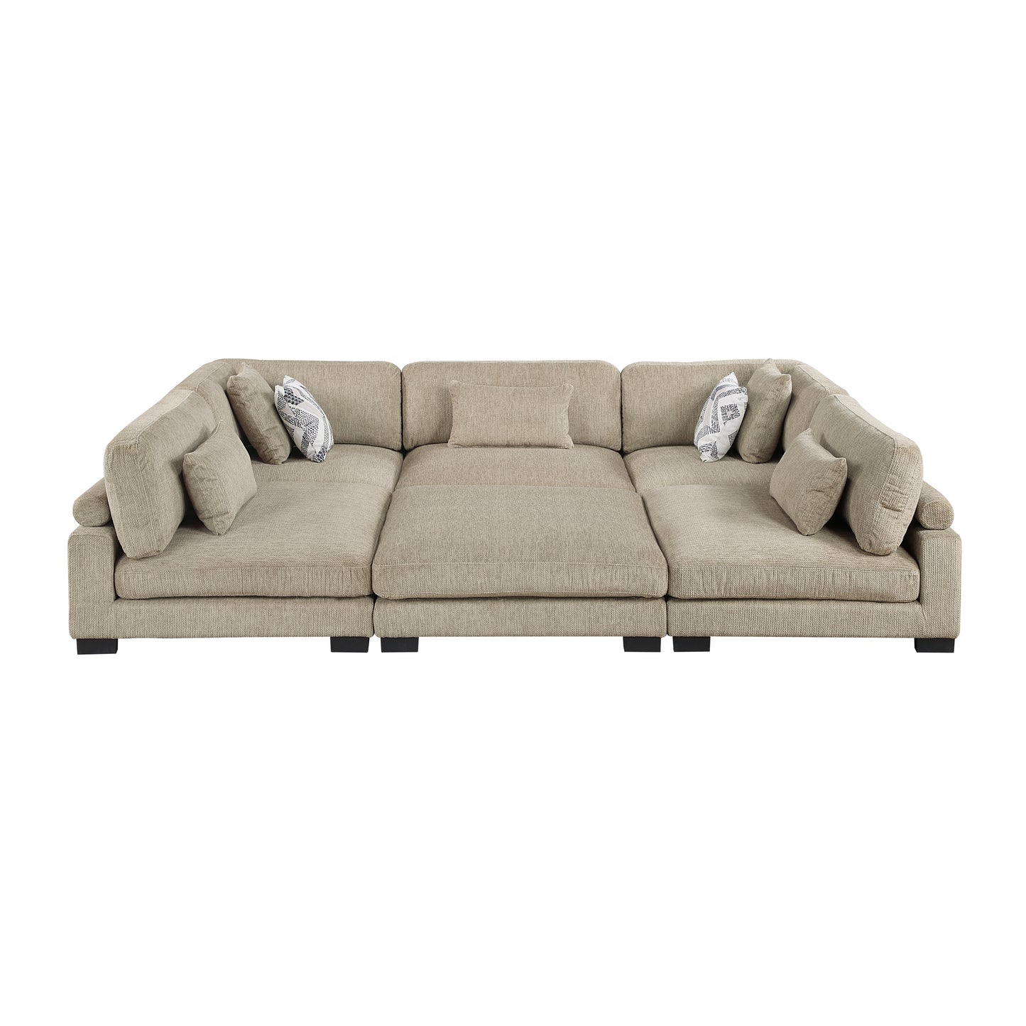 Homelegance Sectional Sofa in Brown with Cream Accent 9555BRW-62CR3ACOT