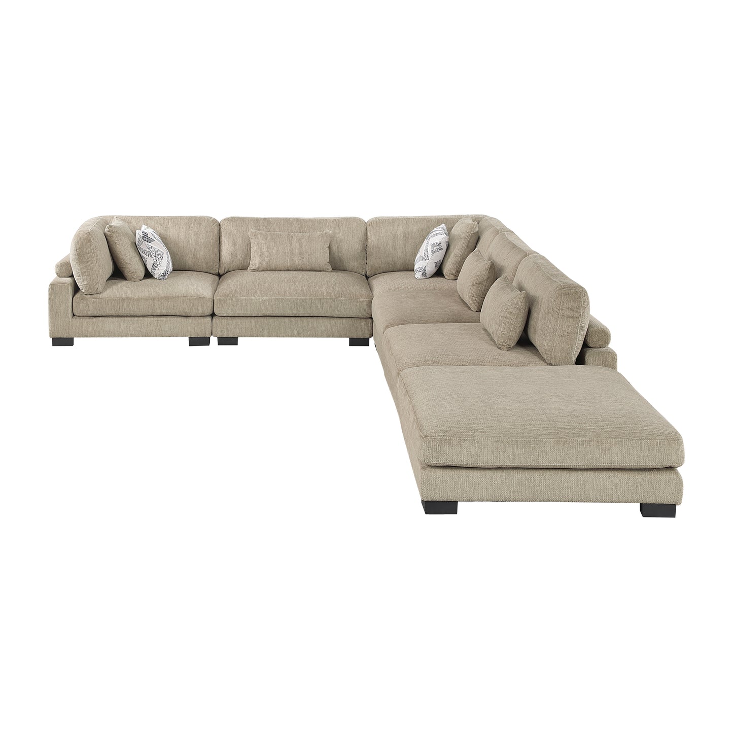 Homelegance Sectional Sofa in Brown with Cream Accent 9555BRW-62CR3ACOT