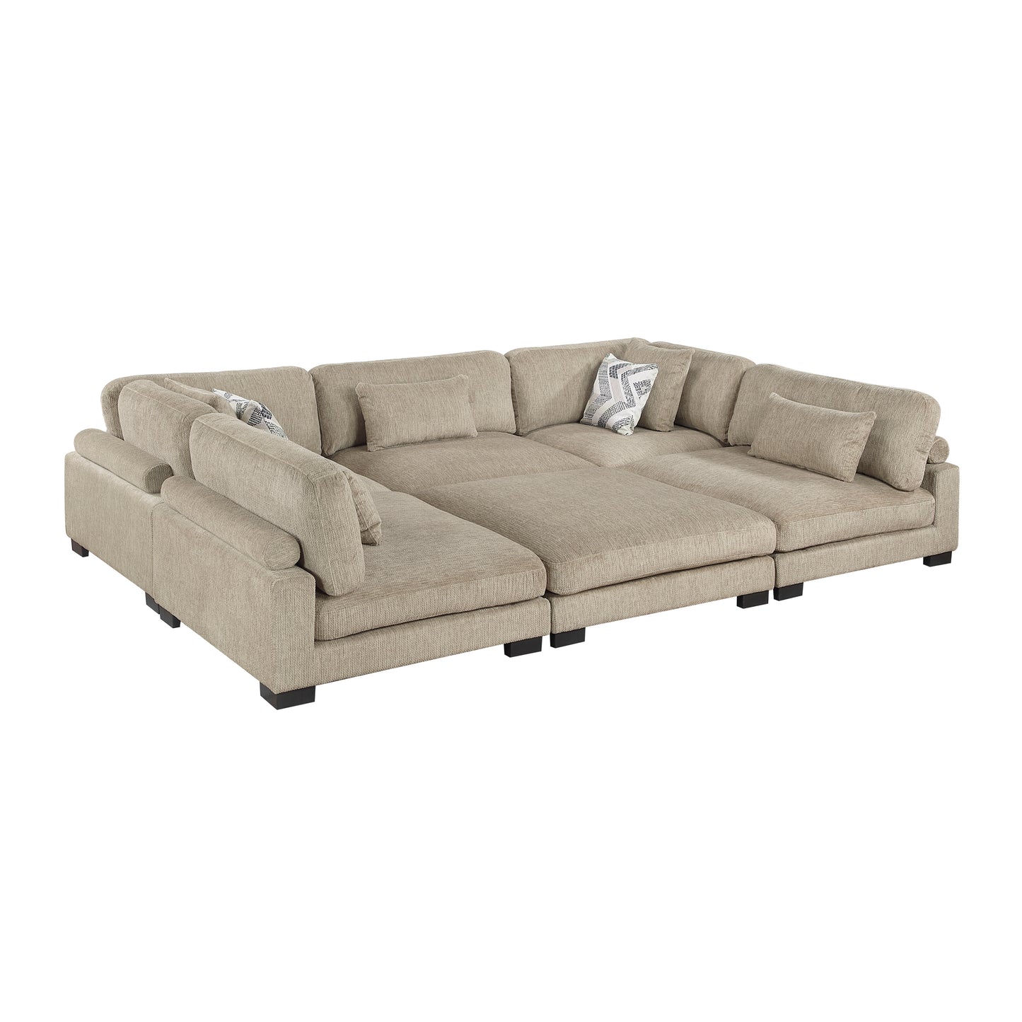 Homelegance Sectional Sofa in Brown with Cream Accent 9555BRW-62CR3ACOT