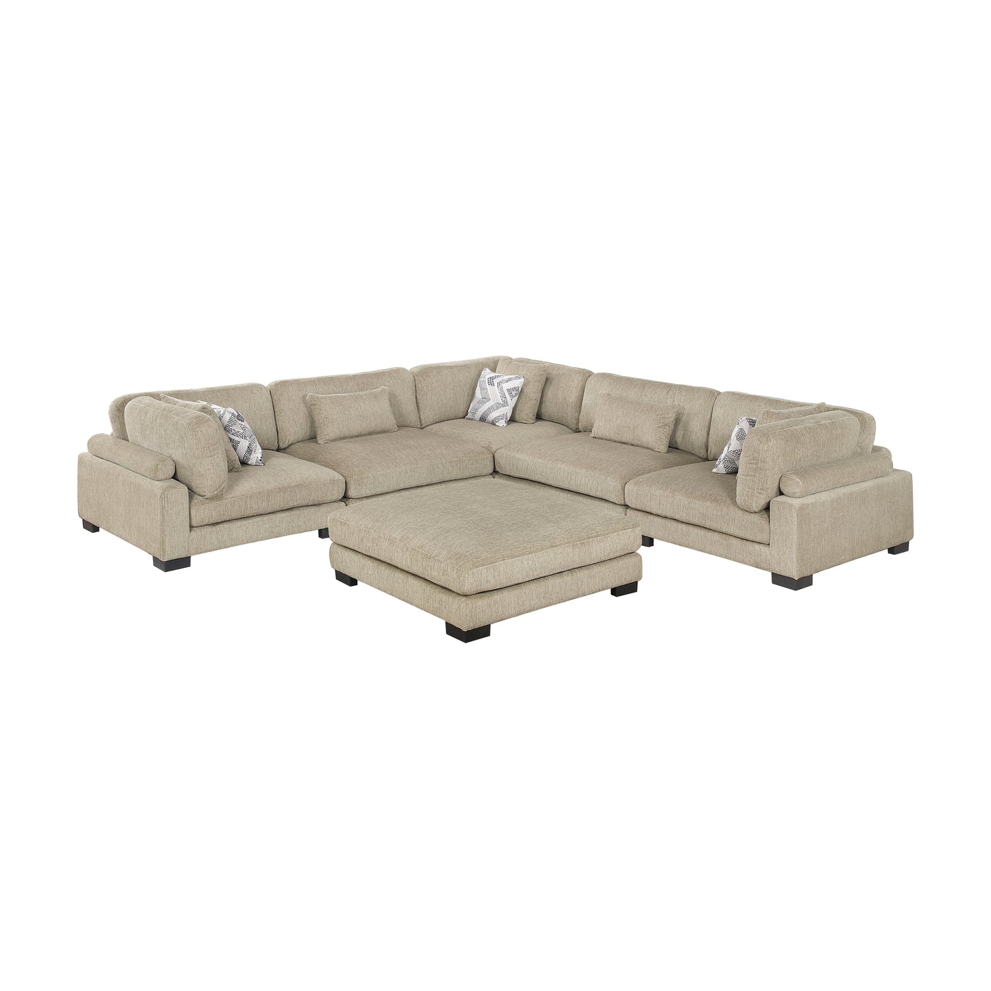 Homelegance Sectional Sofa in Brown with Cream Accent 9555BRW-63CR2ACOT