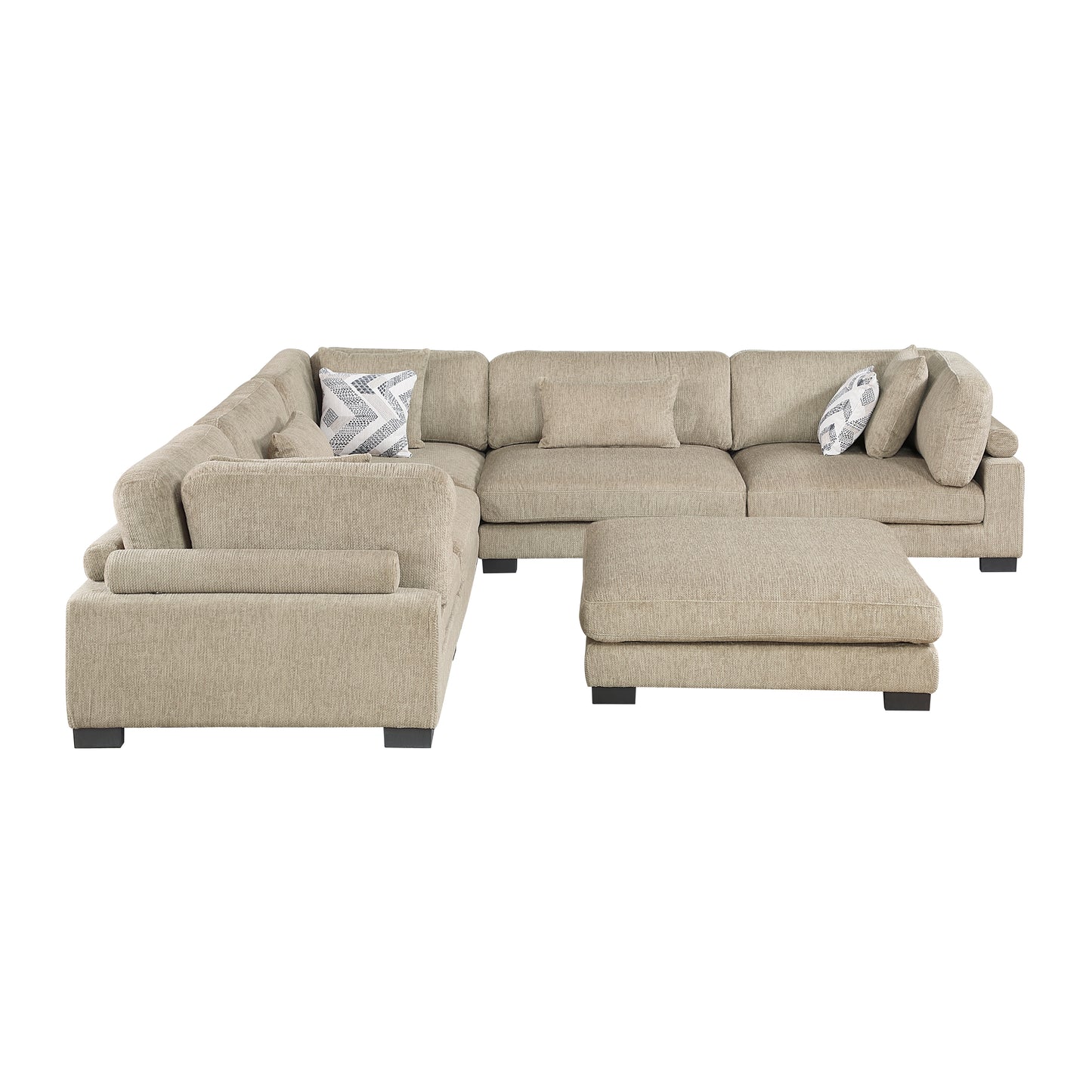 Homelegance Sectional Sofa in Brown with Cream Accent 9555BRW-63CR2ACOT