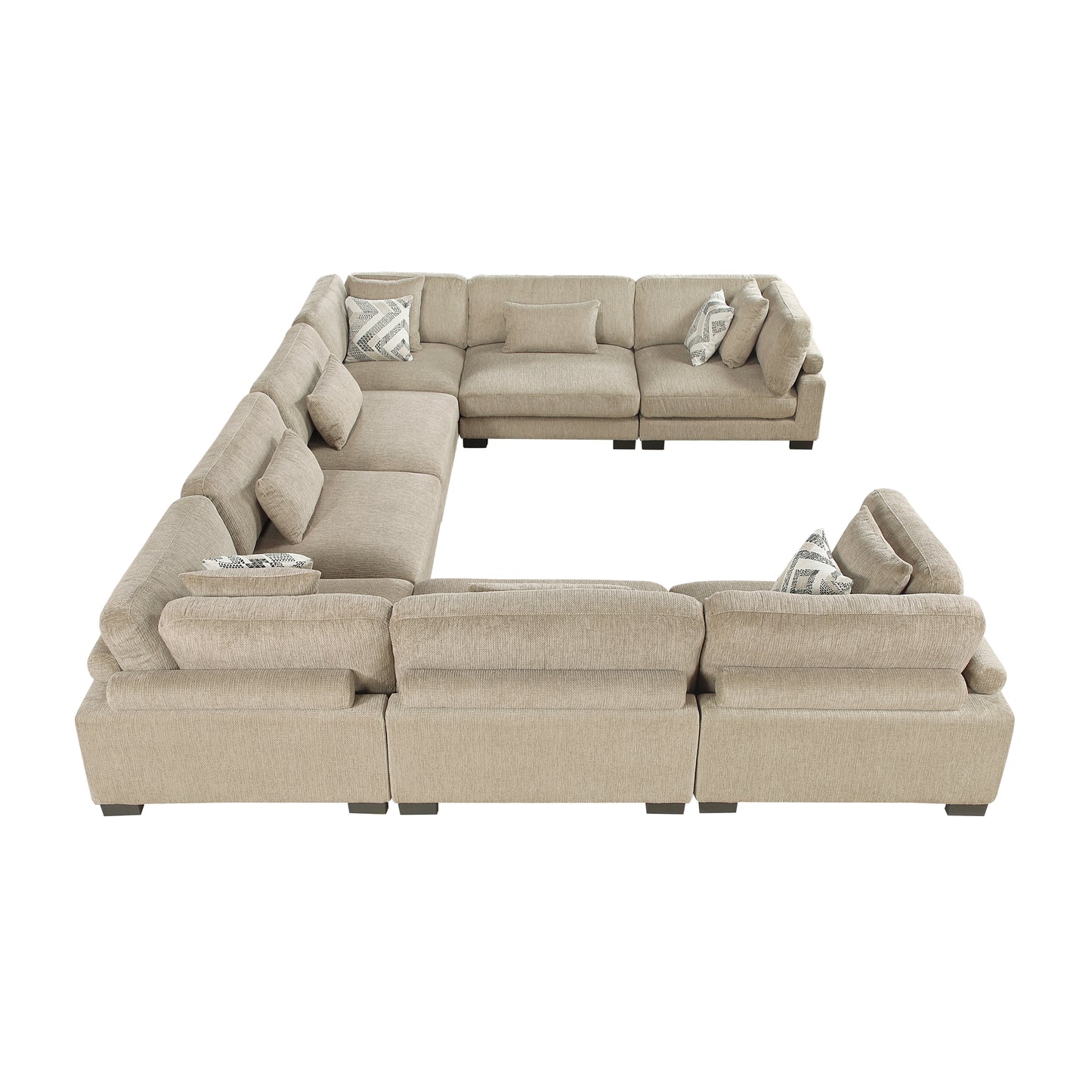 Homelegance Sectional Sofa Brown with Cream Accent 9555BRW-84CR4AC