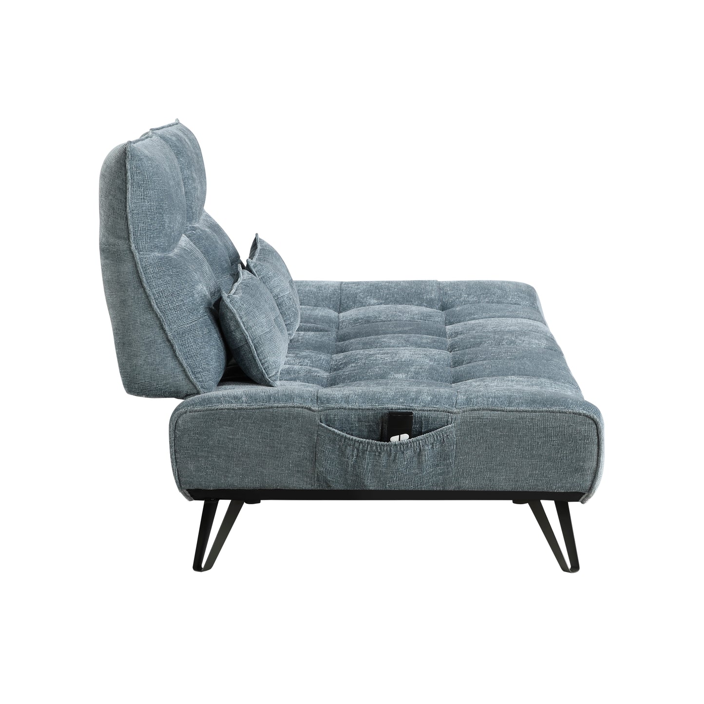 Homelegance Quonsett Blue Chenille Sectional Sofa with Adjustable Headrests 9556BUE-3PW