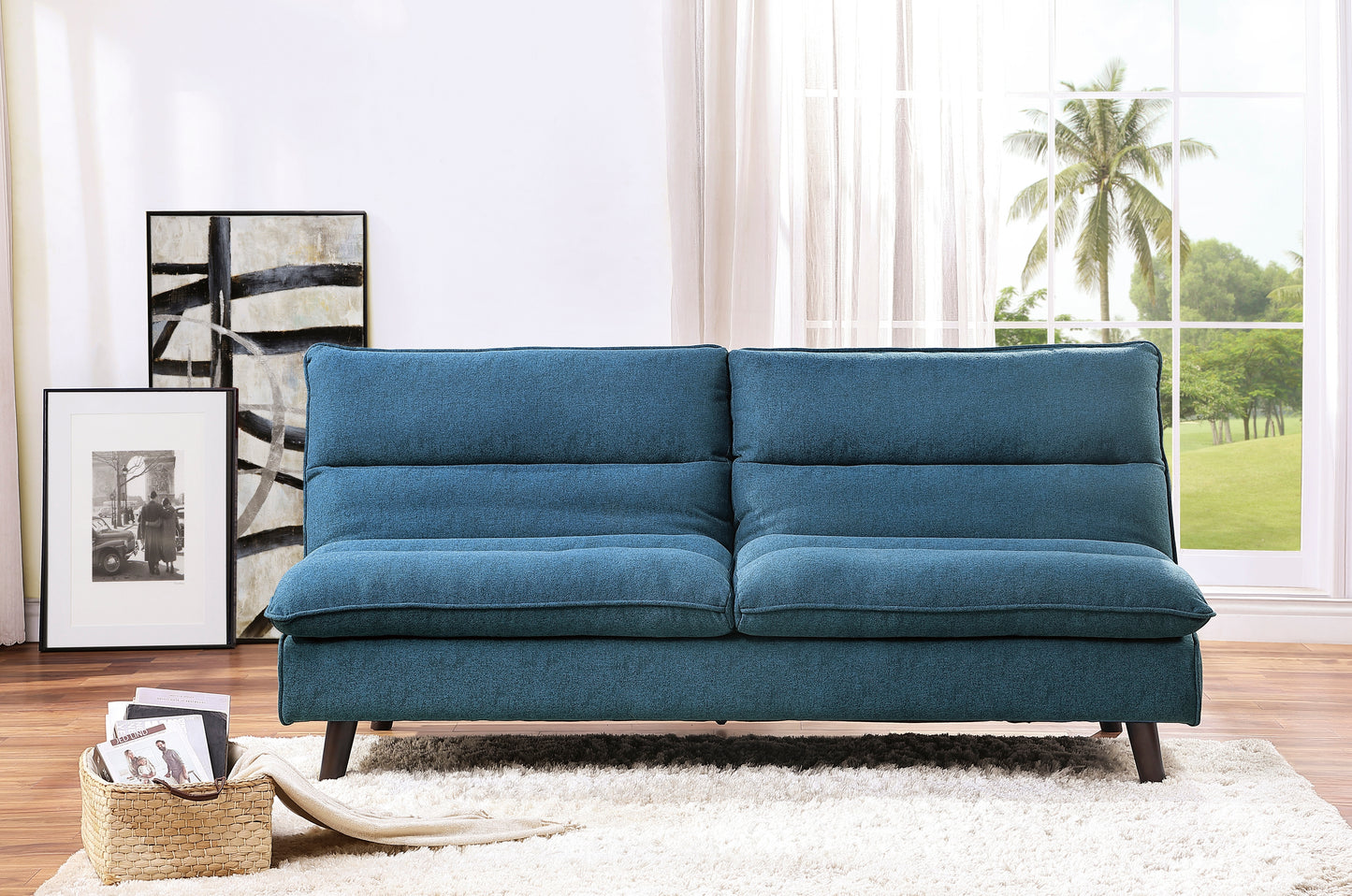 Homelegance Mackay Futton in Textured Blue Fabric 9560BU-3CL