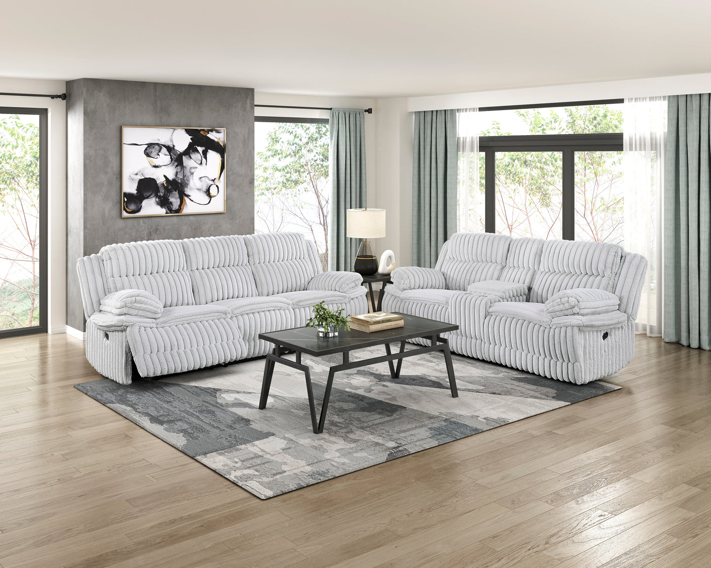 Homelegance Sofas Reclining Sofa Gray Fabric Comfort 9577GY-3