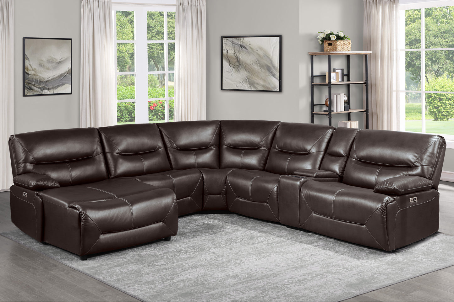 Homelegance Dyersburg Sectional Sofa in Brown 9579BRW-6LCRRPW