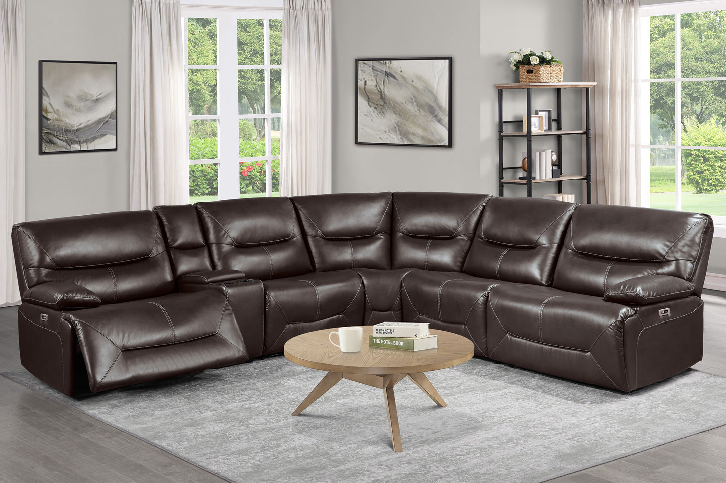 Homelegance Dyersburg Sectional Sofa in Brown 9579BRW-6LRRRPW
