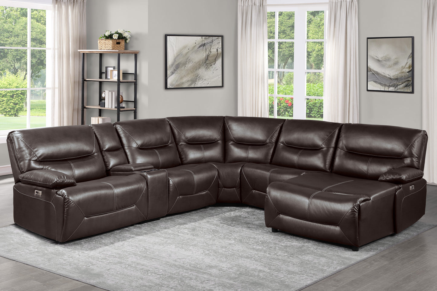 Homelegance Dyersburg Sectional Sofa in Brown 9579BRW-6LRRCPW