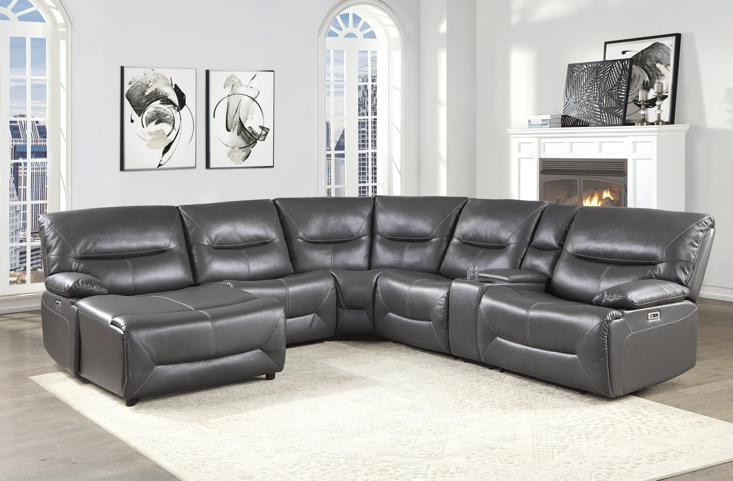 Homelegance Dyersburg Sectional Sofa in Gray 9579GRY-6LCRRPW