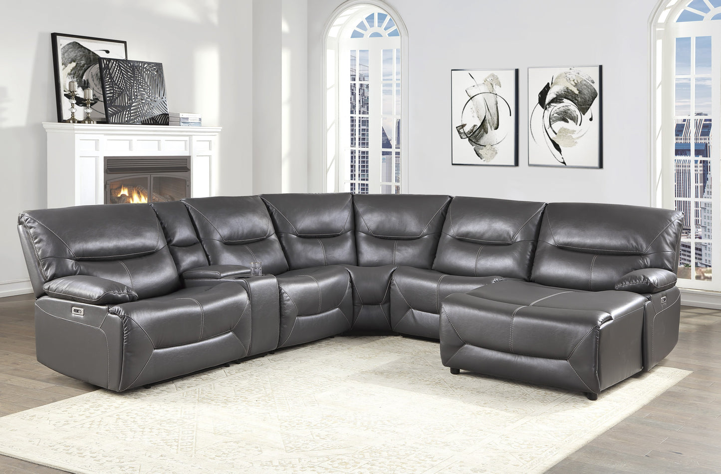 Homelegance Dyersburg Sectional Sofa in Gray 9579GRY-6LRRCPW