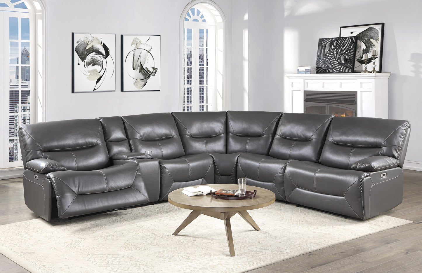 Homelegance Dyersburg Sectional Sofa in Gray 9579GRY-6LRRRPW