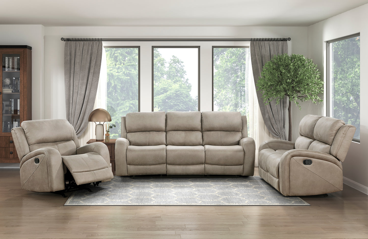 Homelegance Pagosa Recliner Rocker Chair in Brown Polished Microfiber 9601BR-1