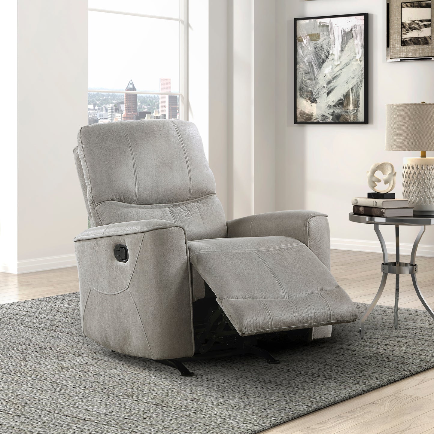 Homelegance Ouray Reclining Chair Gray Rocker Recliner 9602GY-1