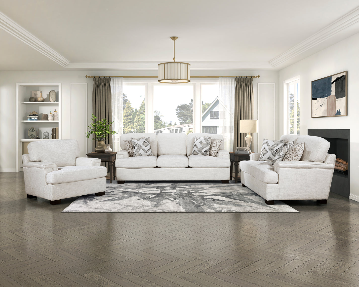 Homelegance Orson Accent Chair in Cream Chenille with Solid Wood Legs 9603CR-1