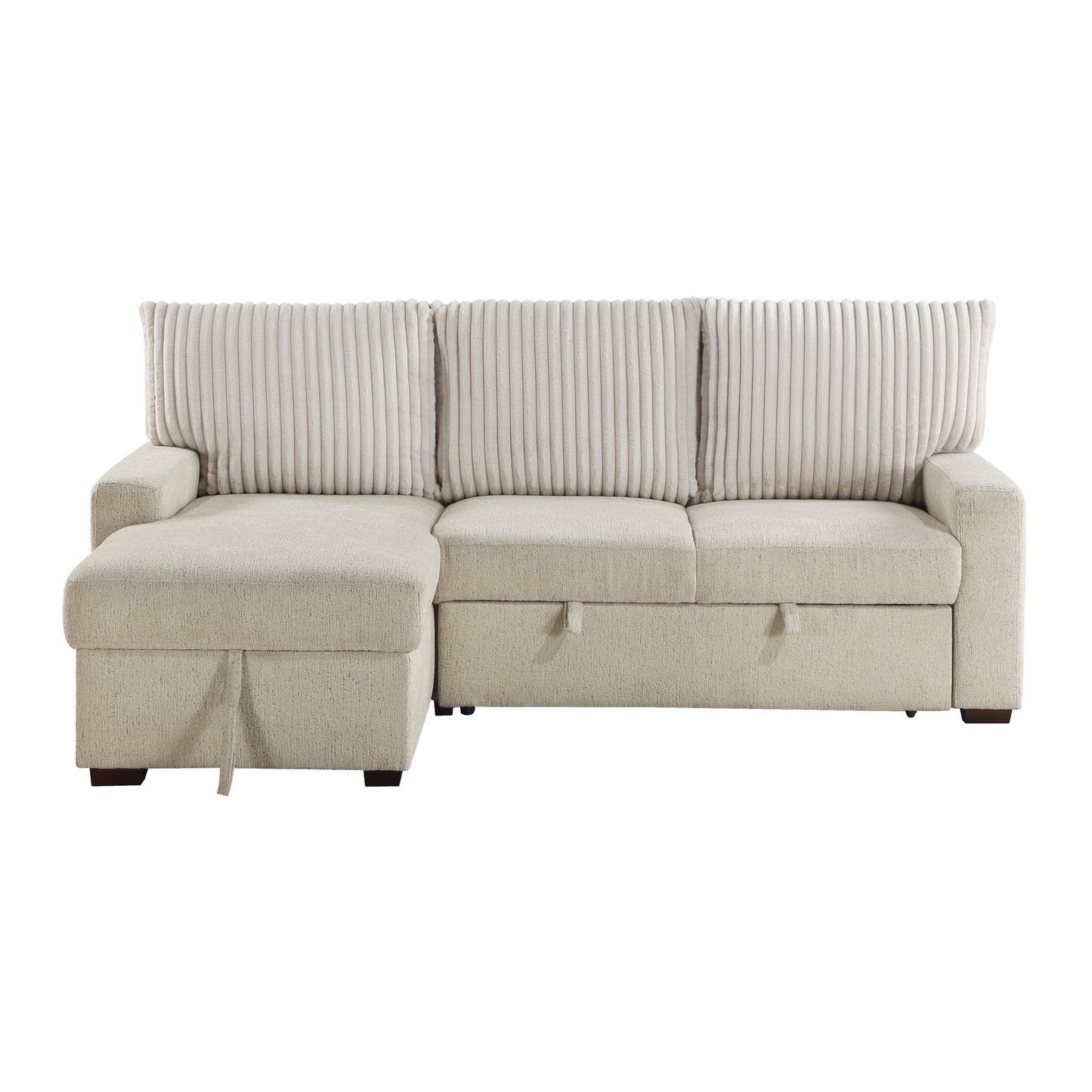 Homelegance Gallatin Sectional Sofa Beige Boucle with Pull-Out Bed 9605BE-2LCRL