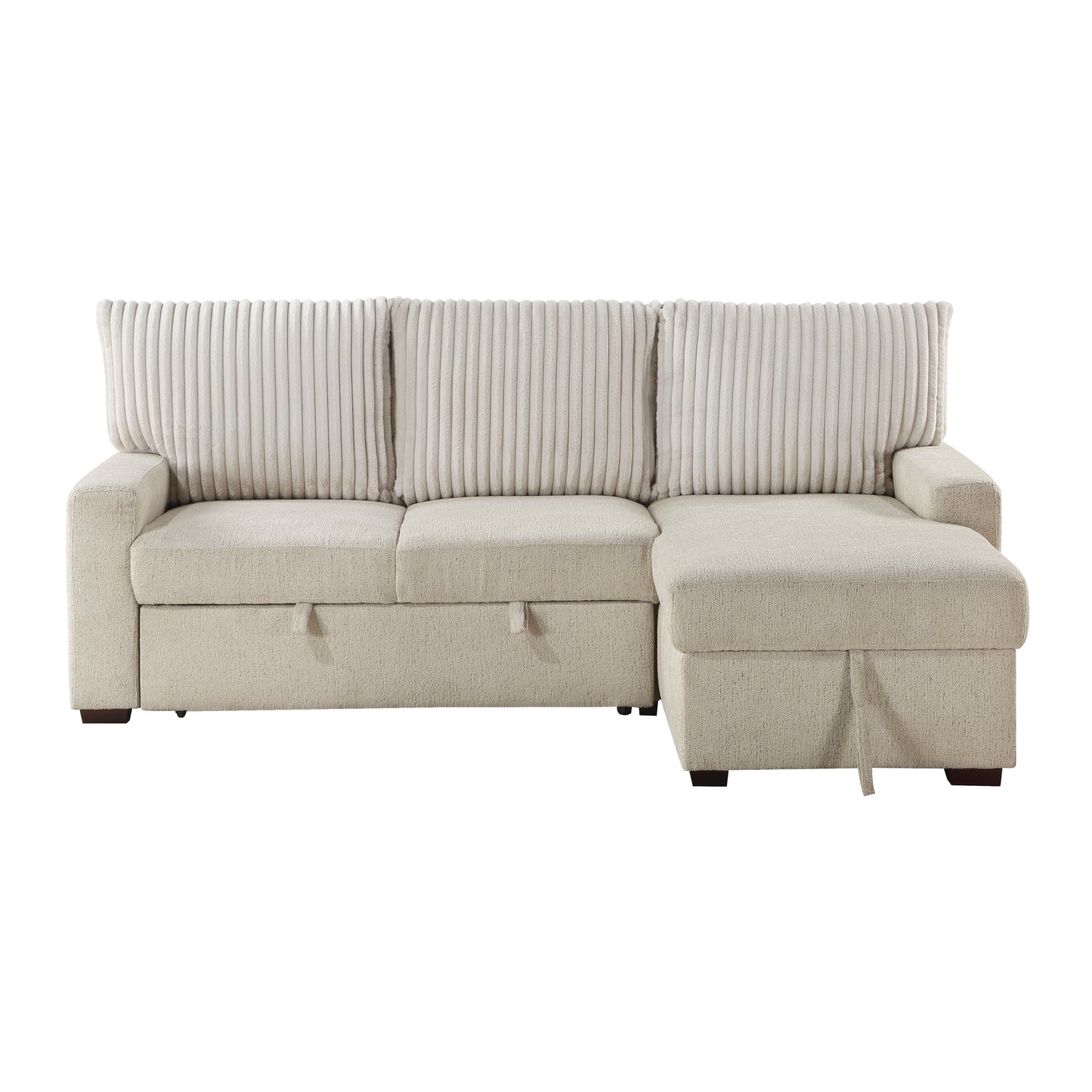 Homelegance Gallatin Sectional Sofa Beige Boucle with Pull-Out Bed 9605BE-2LLRC