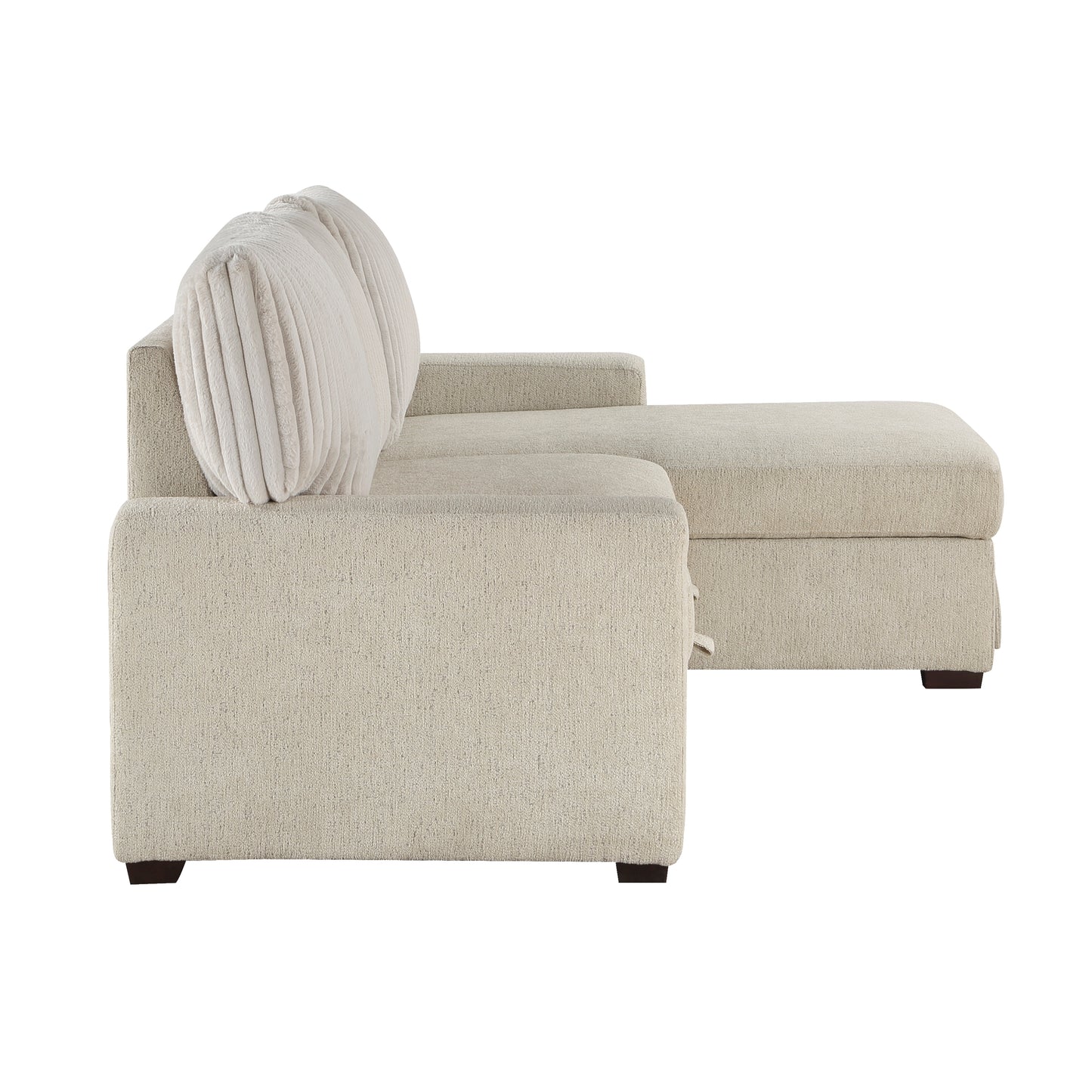 Homelegance Gallatin Sectional Sofa Beige Boucle with Pull-Out Bed 9605BE-2LLRC