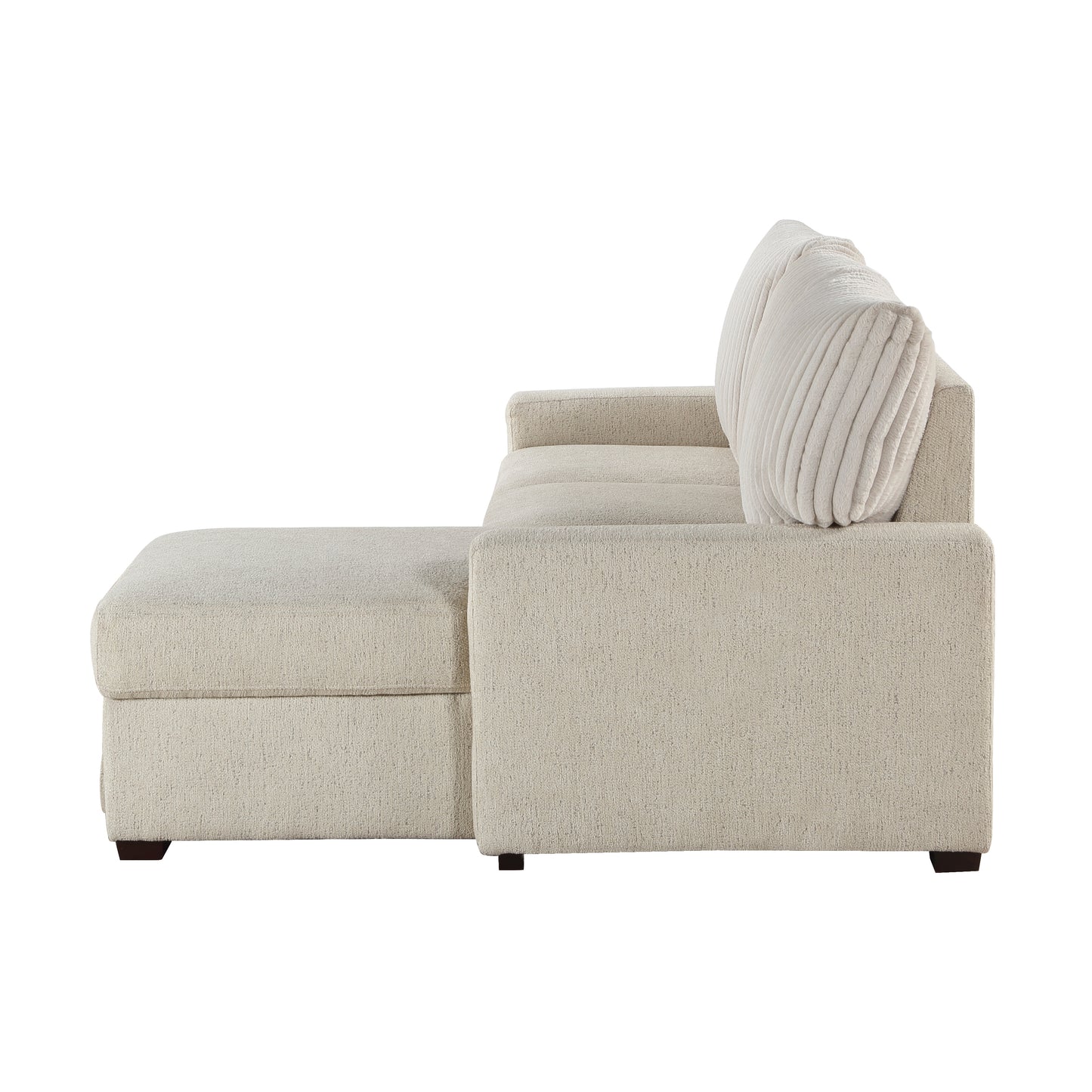 Homelegance Gallatin Sectional Sofa Beige Boucle with Pull-Out Bed 9605BE-2LLRC