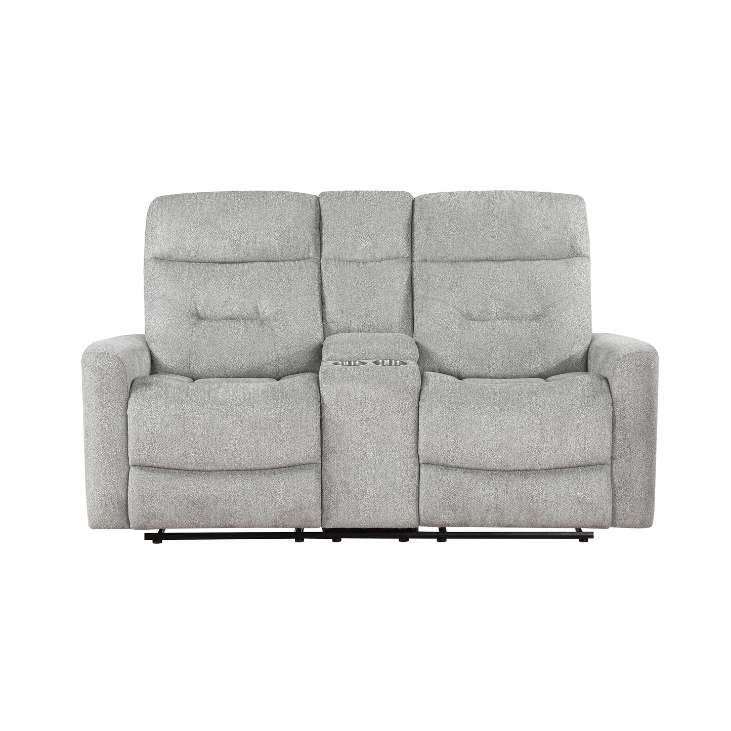 Homelegance Lyndon Gray Reclining Loveseat with Center Console 9610GY-2