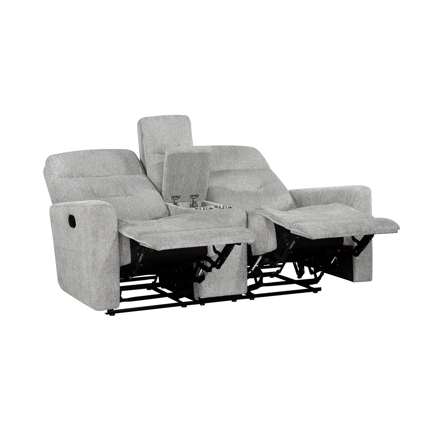 Homelegance Lyndon Gray Reclining Loveseat with Center Console 9610GY-2