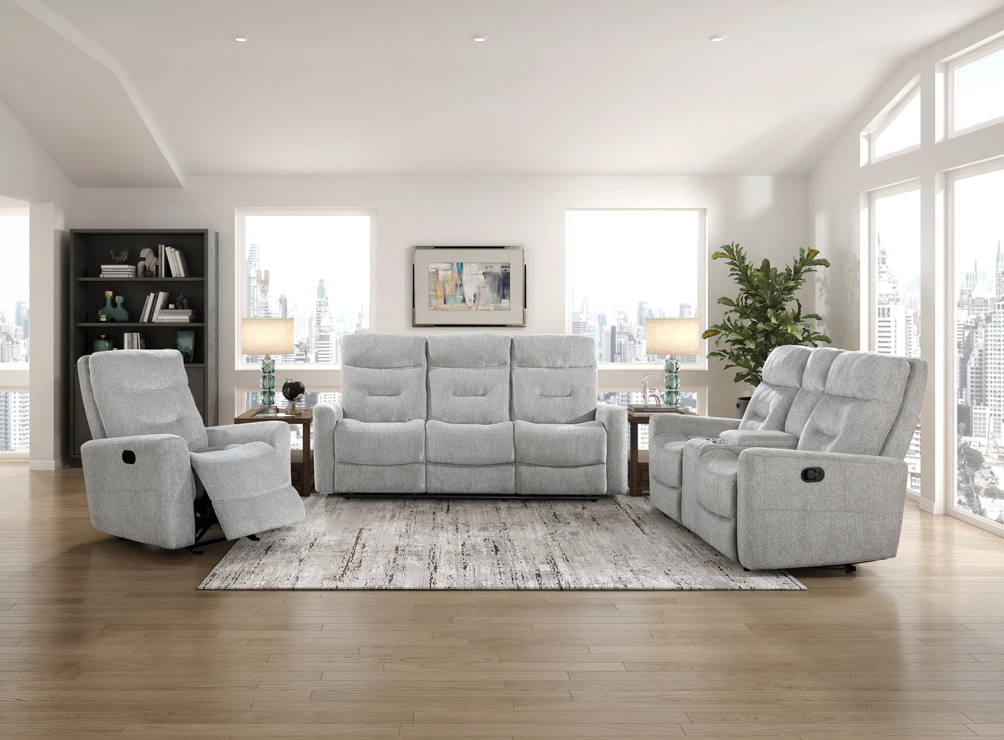 Homelegance Lyndon Glider Recliner Chair in Gray Chenille Fabric 9610GY-1